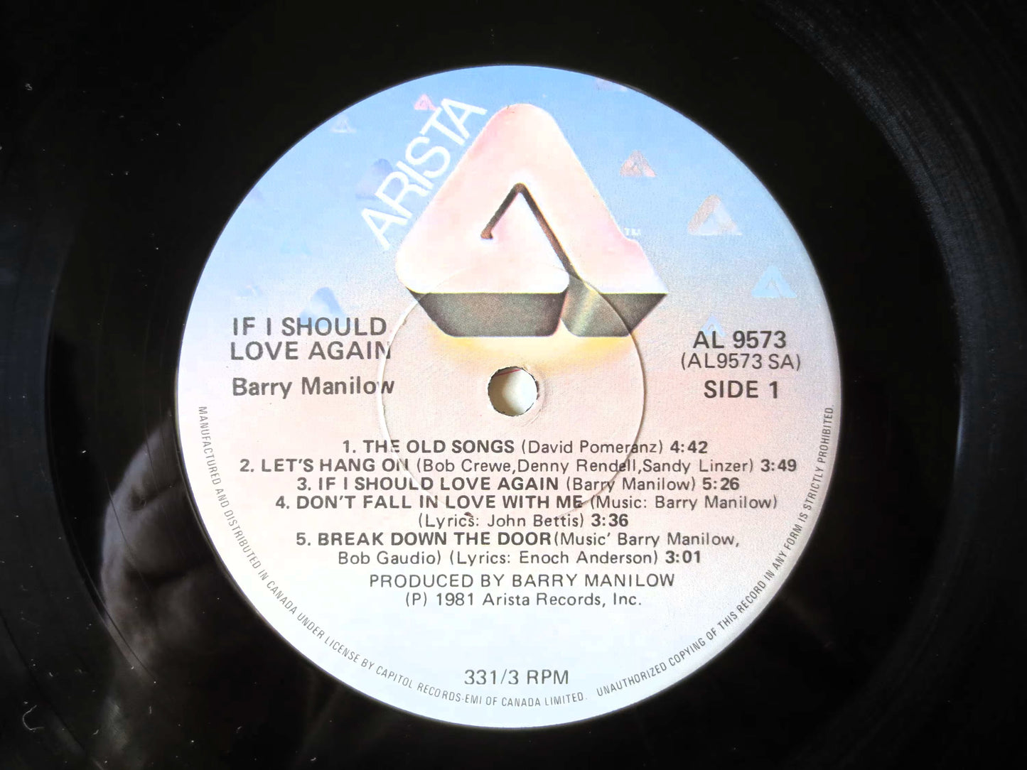 BARRY MANILOW, If I Should LOVE Again, Barry Manilow Album, Barry Manilow Vinyl, Barry Manilow Lp, Vinyl, lps, 1981 Records