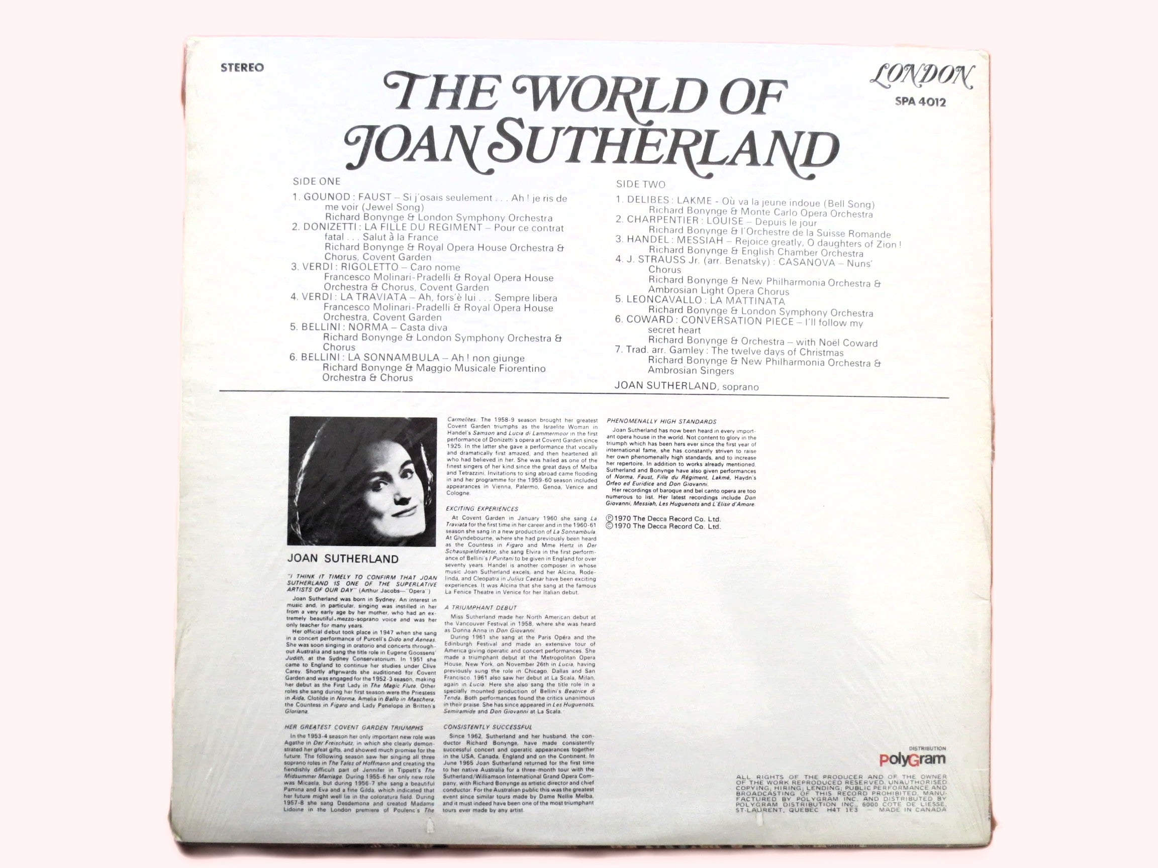 Joan Sutherland – The World of Joan Sutherland (1970) Vinyl LP