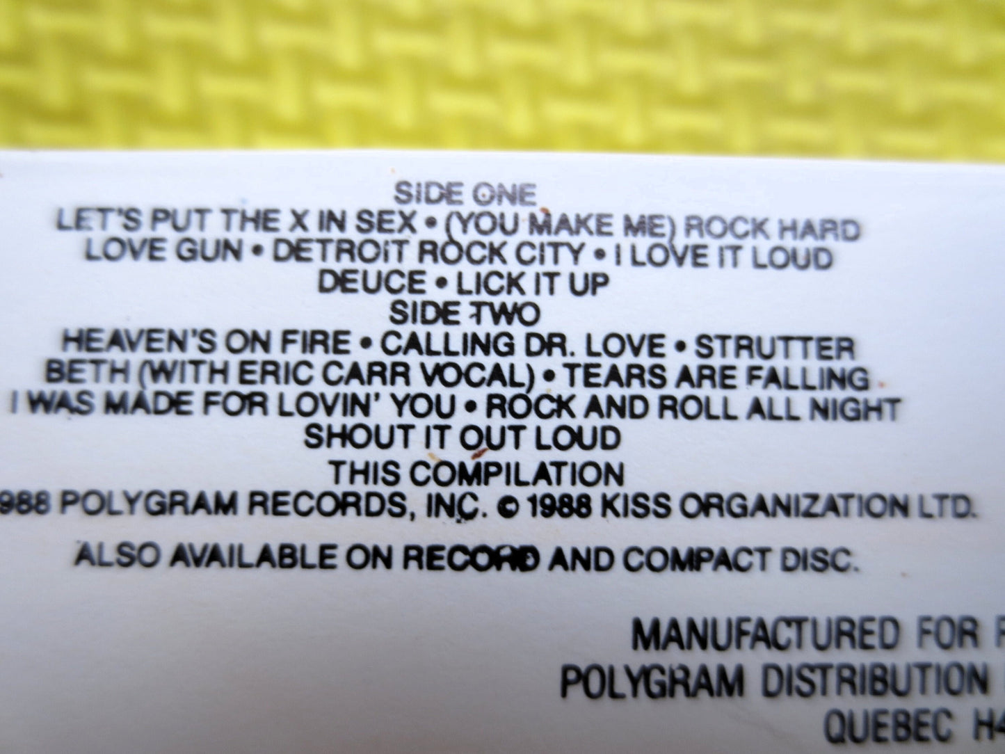 KISS, SMASHES, Thrashers and Hits, KISS Cassette, Kiss Tape, Kiss Album, 80s Rock Cassette, Rock Tape, Classic Rock Tape, 1988 Cassette