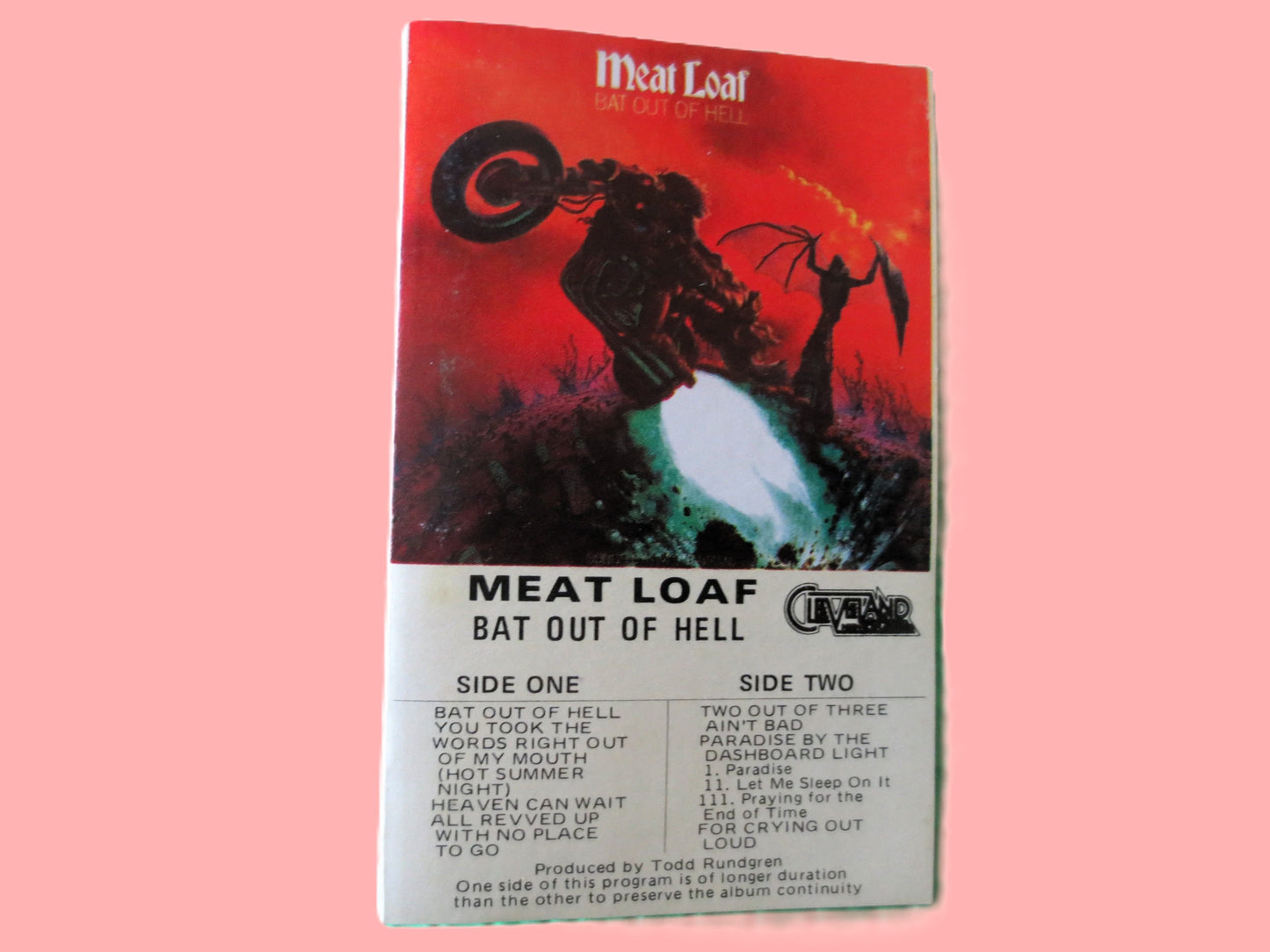 MEAT LOAF, BAT Out Of Hell, 1977 Cassette Tape, Vintage Cassette