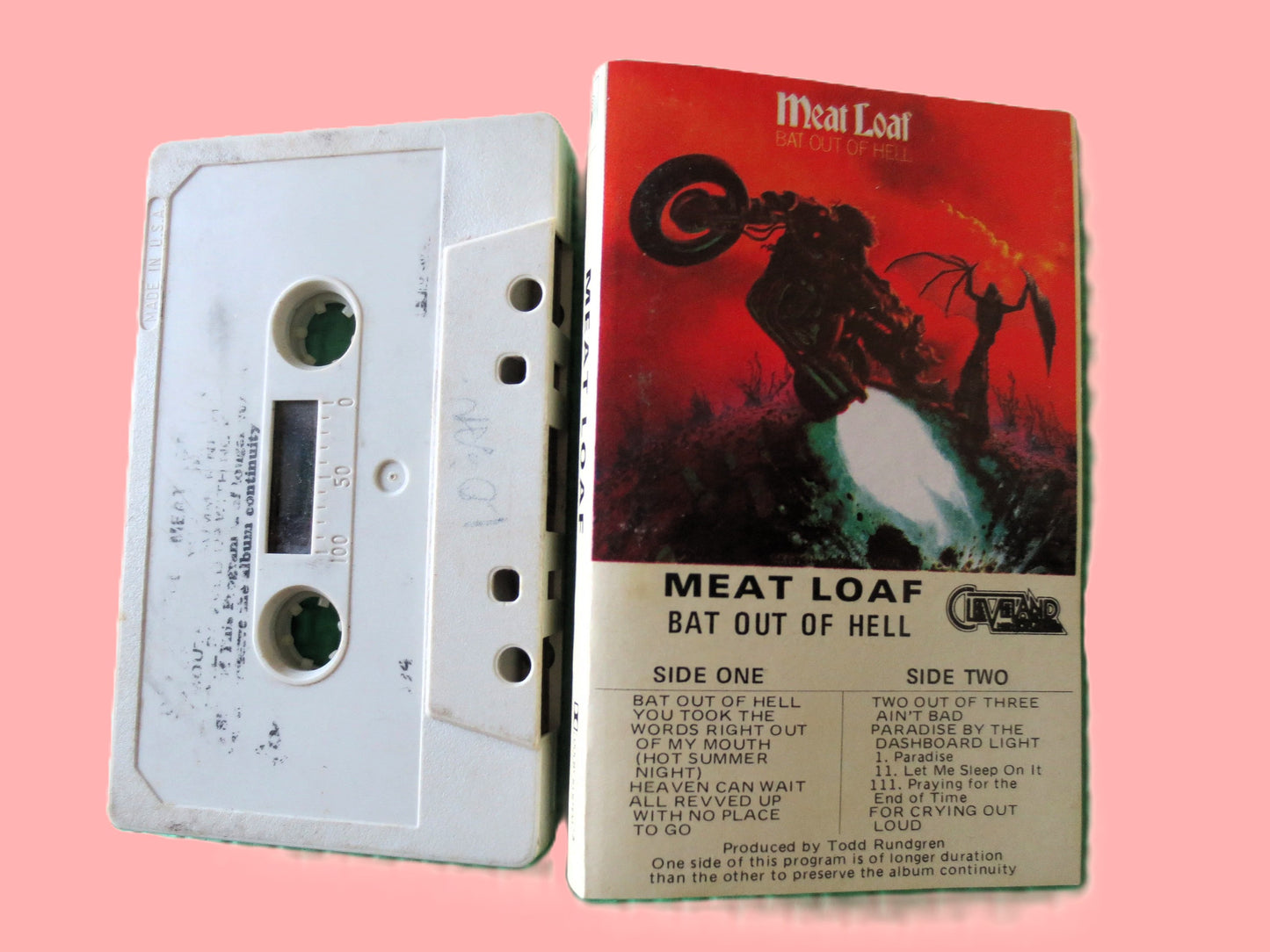 MEAT LOAF, BAT Out Of Hell, 1977 Cassette Tape, Vintage Cassette
