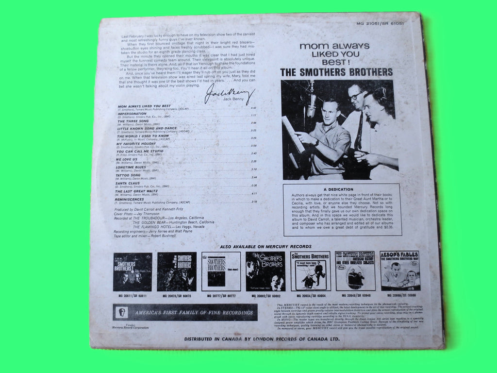 The Smothers Brothers – Mom Always Liked You Best (1965) Vinyl LP