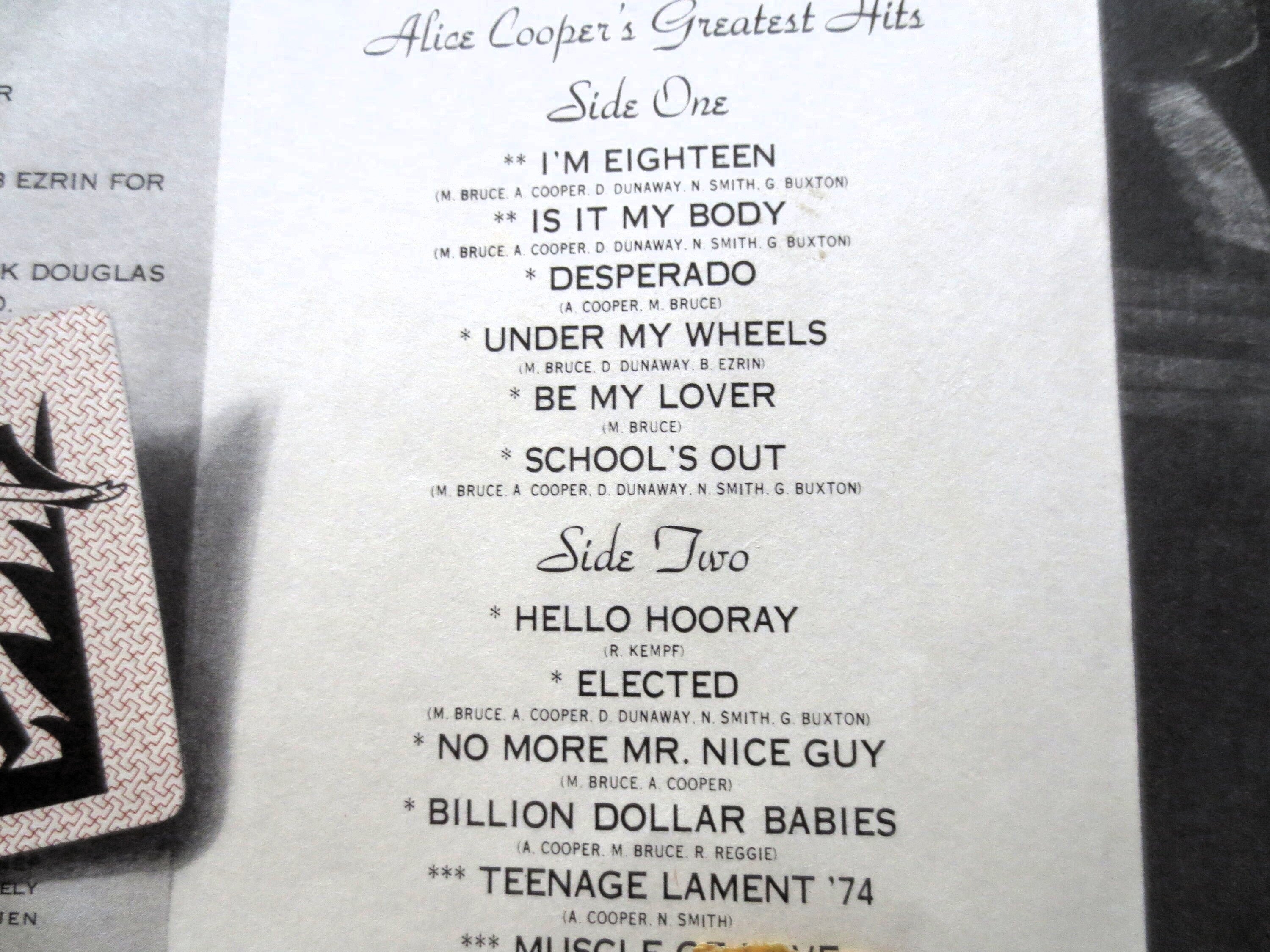 ALICE COOPER, Alice Cooper Record, Alice Cooper Vinyl, Alice Cooper Lp, Vintage Vinyl, Greatest Hits Lp, Lps, 1974 Records