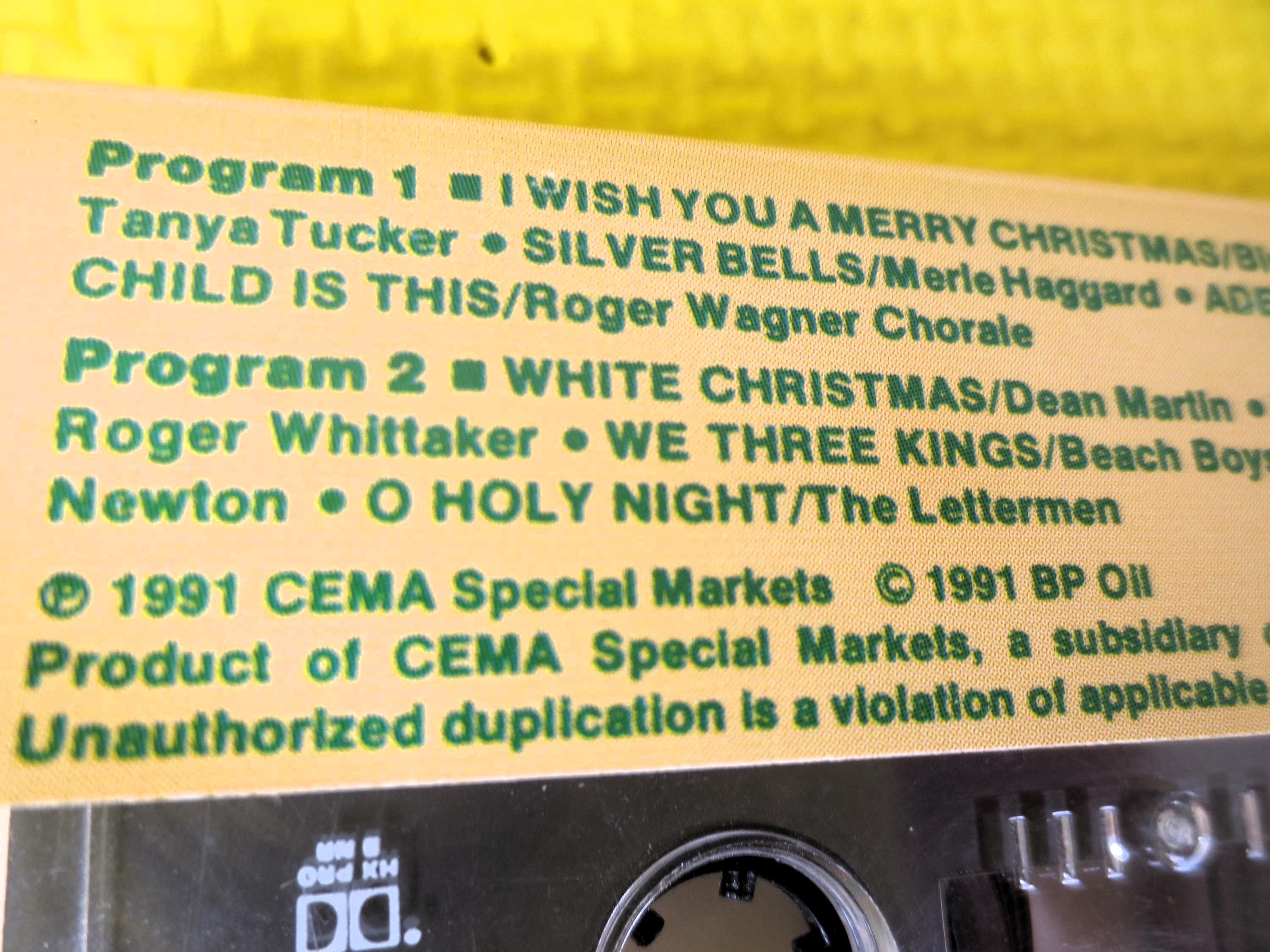 SEASON'S GREETINGS, Christmas Music, 1991 Cassette, Vintage Cassette