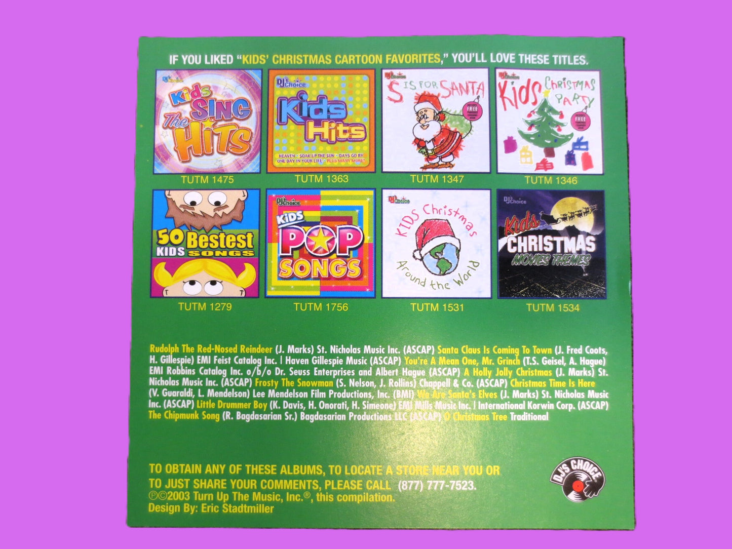 KIDS CHRISTMAS Cd: CARTOON Favorites, Christmas Music