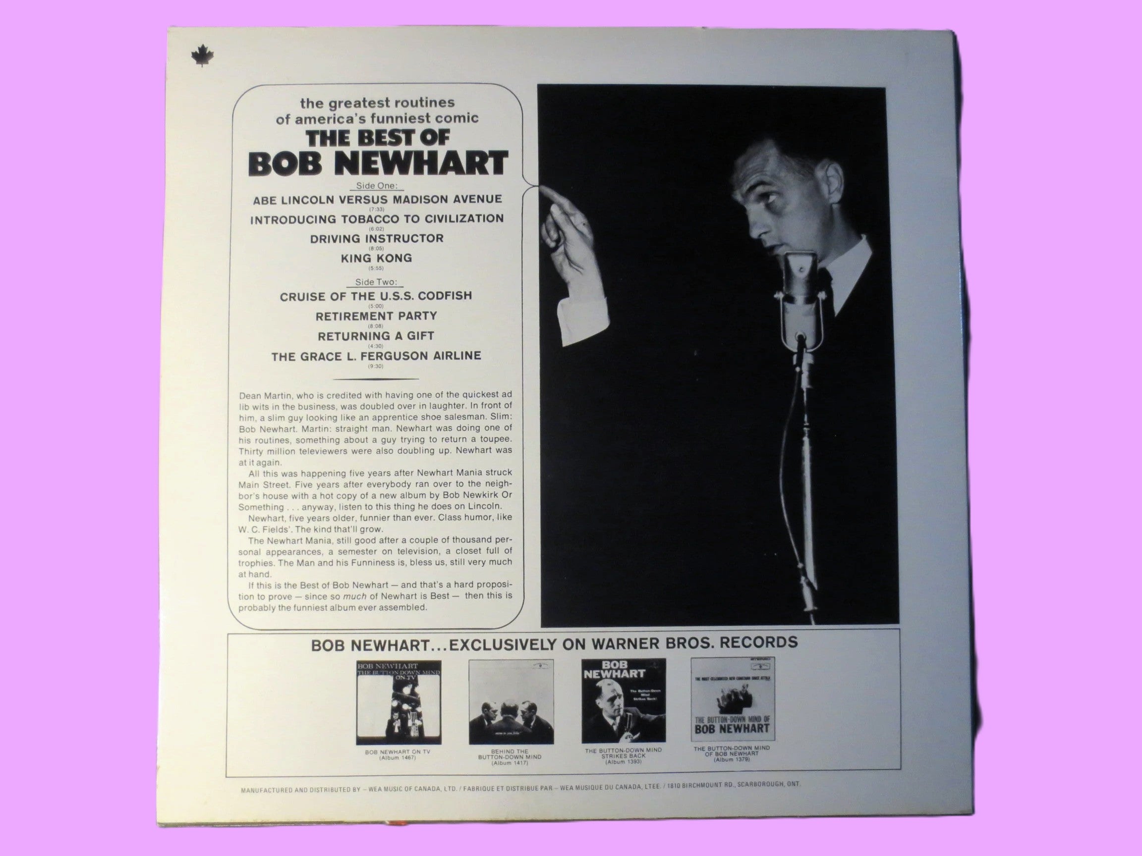 BOB NEWHART, Comedy Album, Bon Newhart Lp, 1966 Records