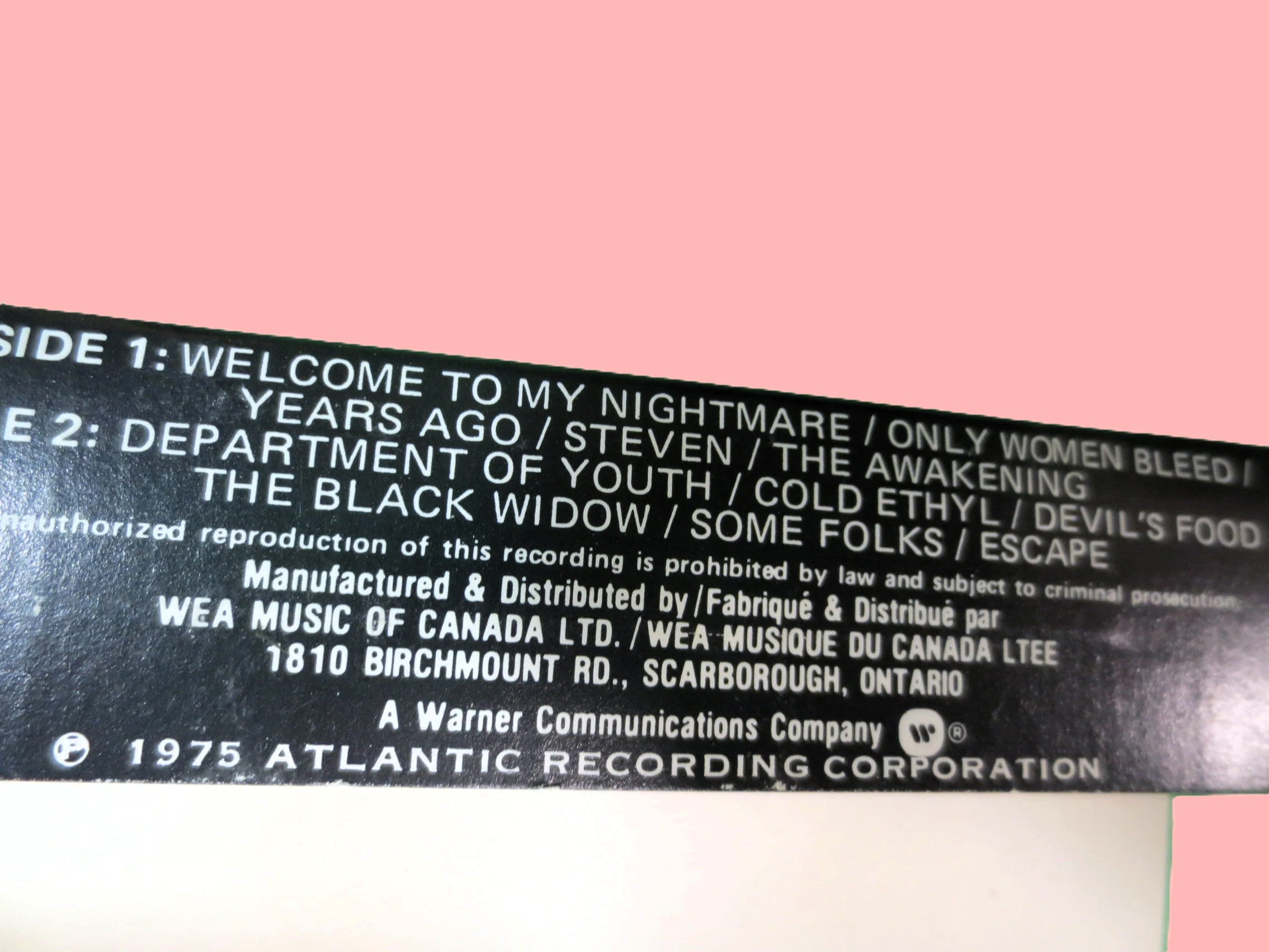 Alice Cooper – Welcome to My Nightmare (1975) Cassette