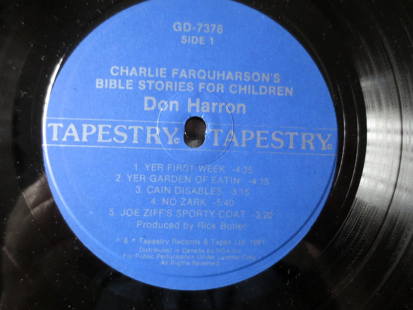 Charlie Farquharson, Bible Stories, Comedy LP - 1981 Recording, Vintage Vinyl, Don Harron Record