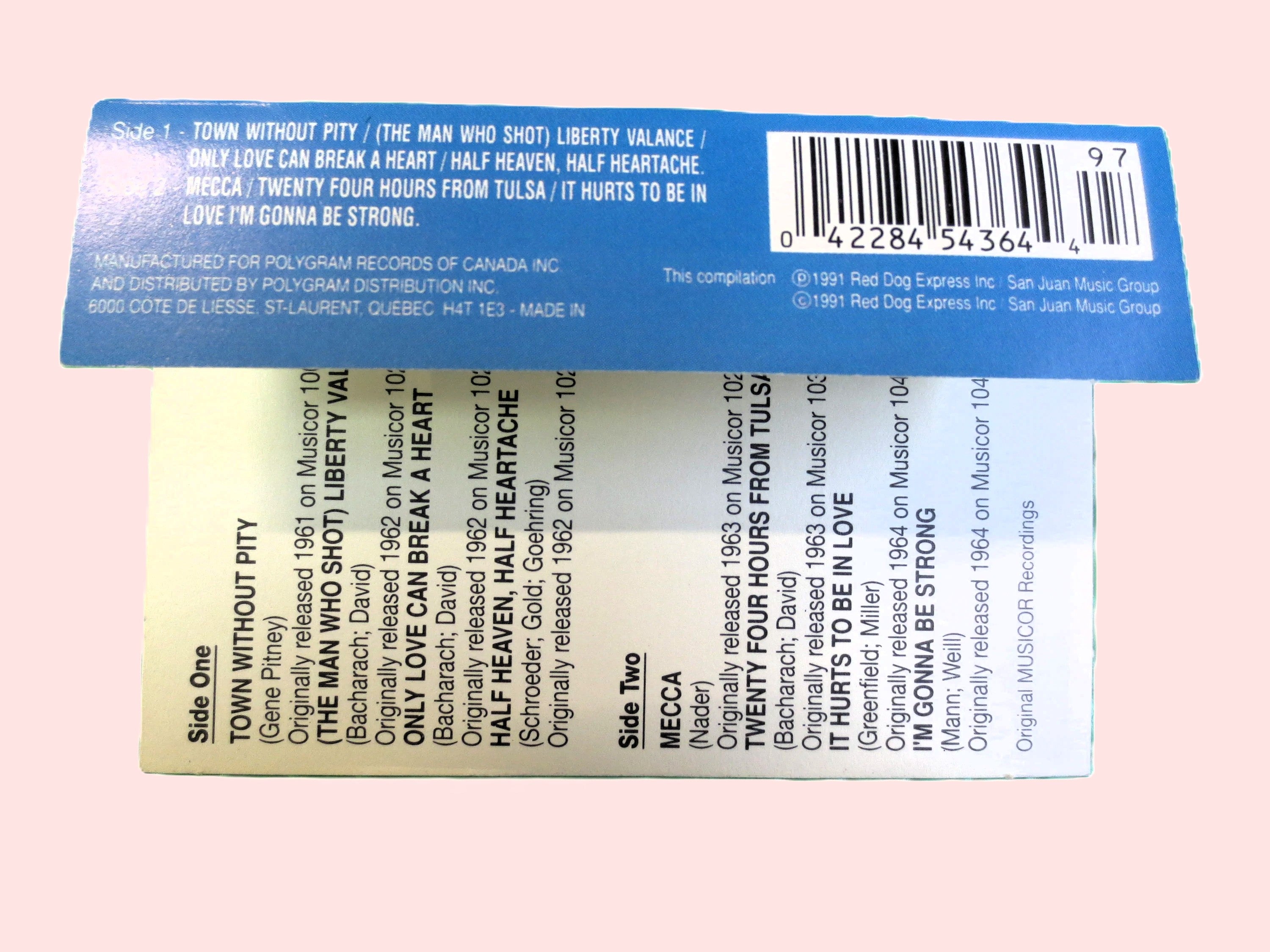 GENE PITNEY, Greatest Hits, 1991 Cassette Tape, Vintage Cassette