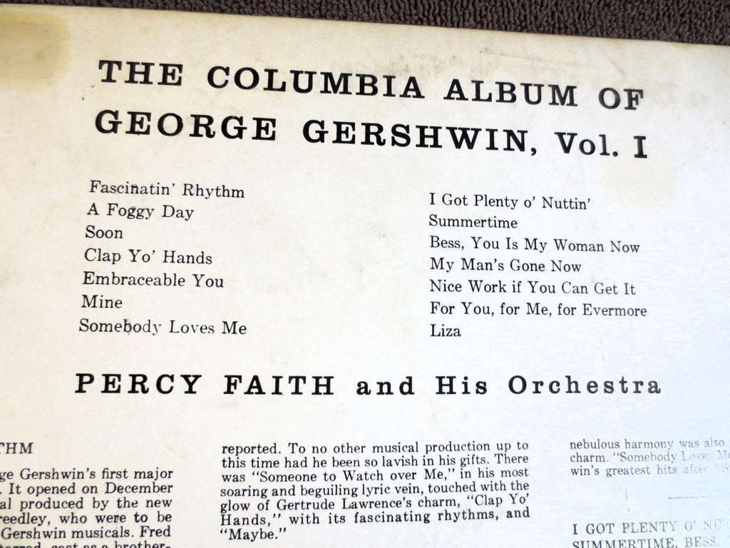 Percy Faith – Plays George Gershwin (1958) Vinyl LP