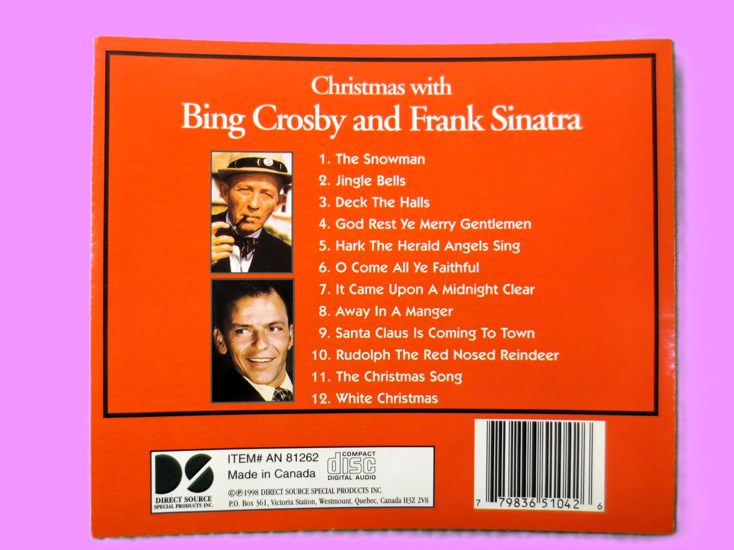 BING CROSBY, CHRISTMAS Cd, Christmas Music, Frank Sinatra, Vintage 1998 Compact Disc