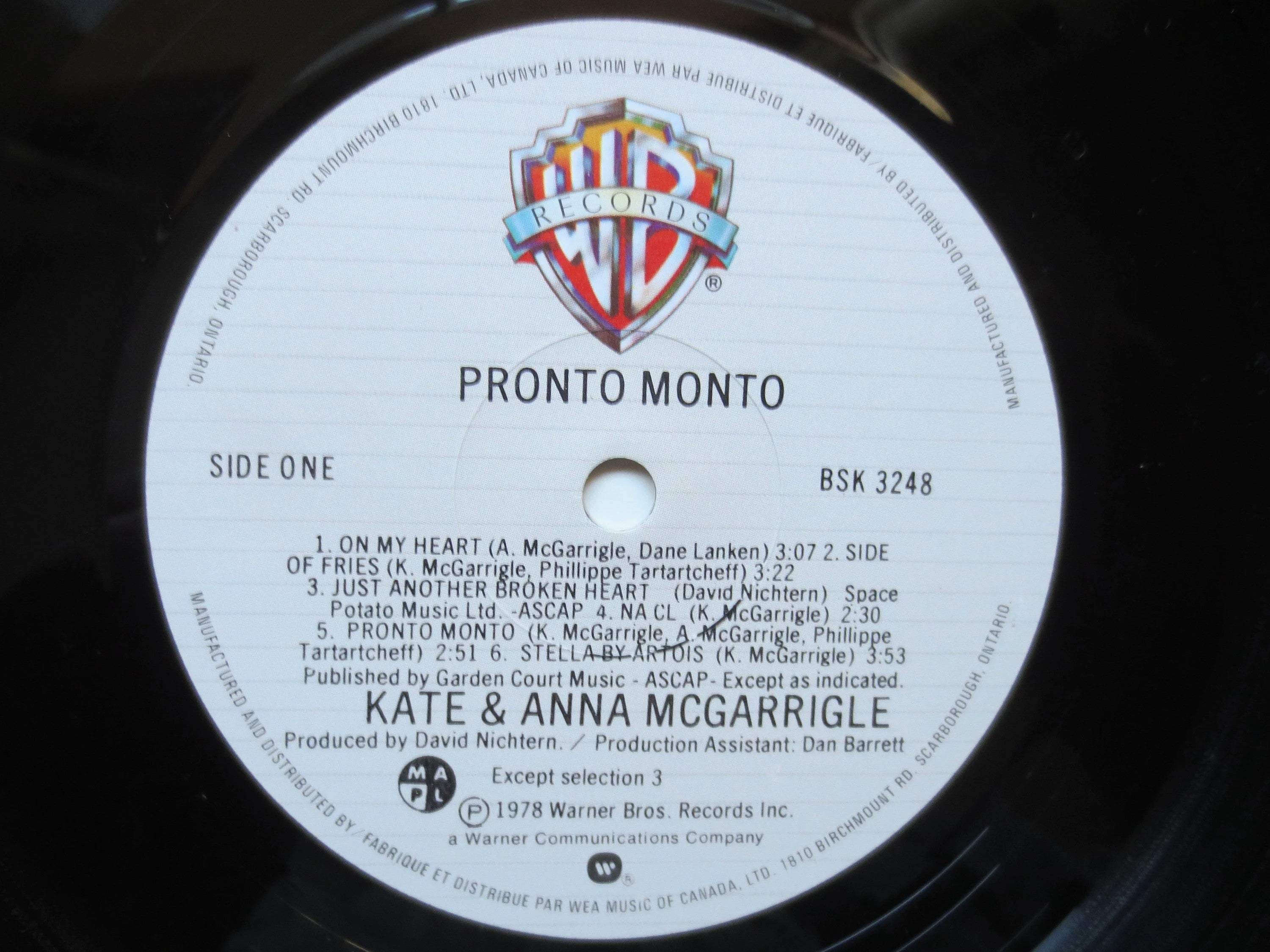 KATE and ANNA McGARRIGLE, Pronto Monto, Folk Record, Kate McGarrigle, Vintage Records, Folk Music Album, Country Album, Lps, 1978 Records