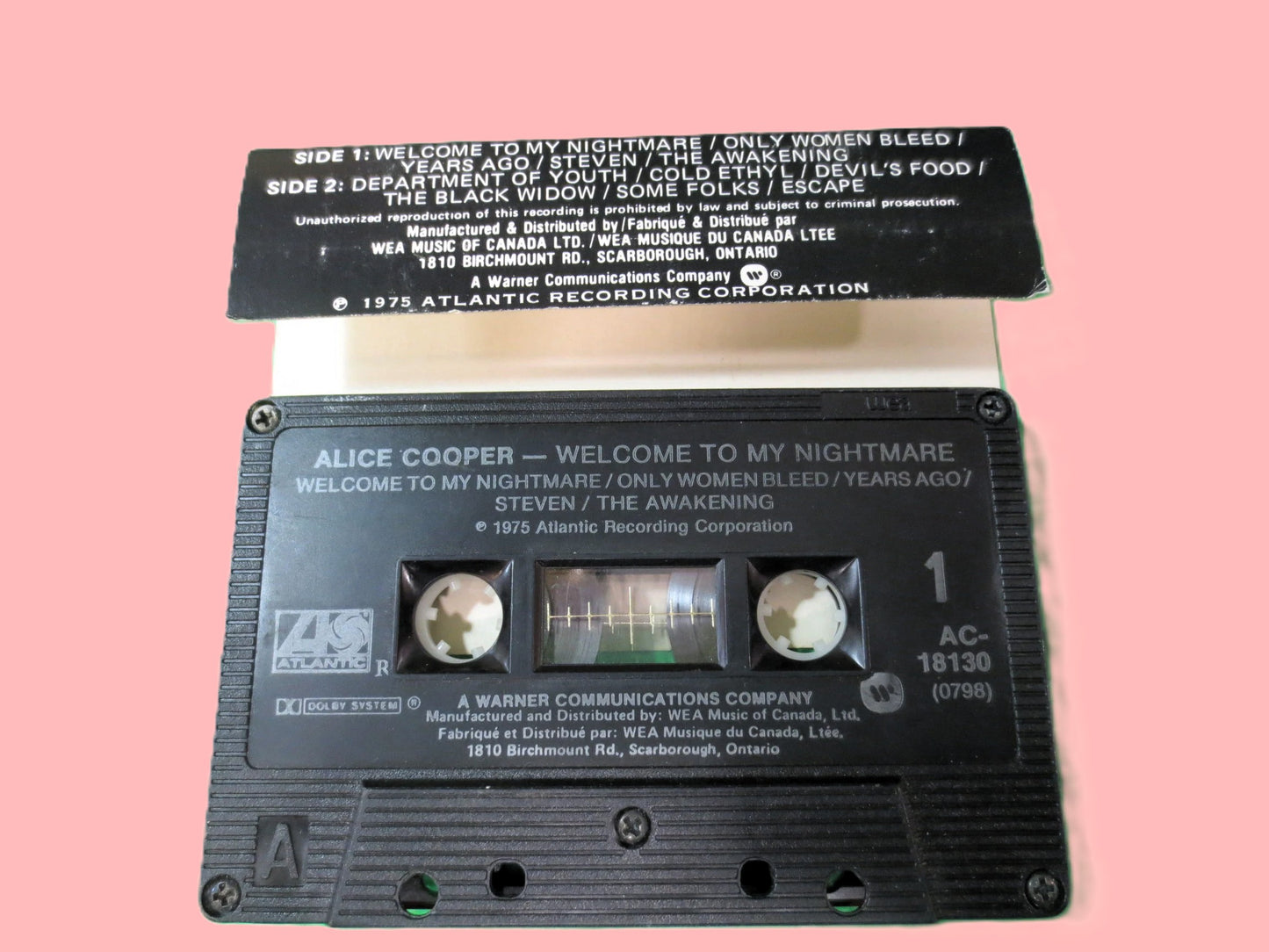 ALICE COOPER Tape, Welcome To My NIGHTMARE, Alice Cooper Album, Alice Cooper Music, Tape Cassette, Cassette, 1975 Cassette