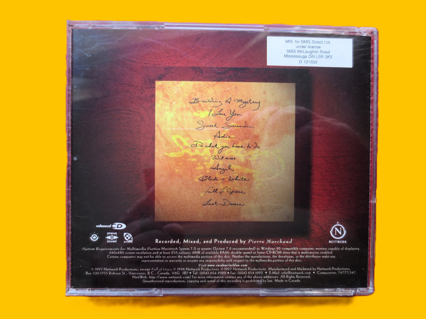 SARAH MCLACHLAN, SURFACING, Cd - 1997 Compact Disc, Pop Album