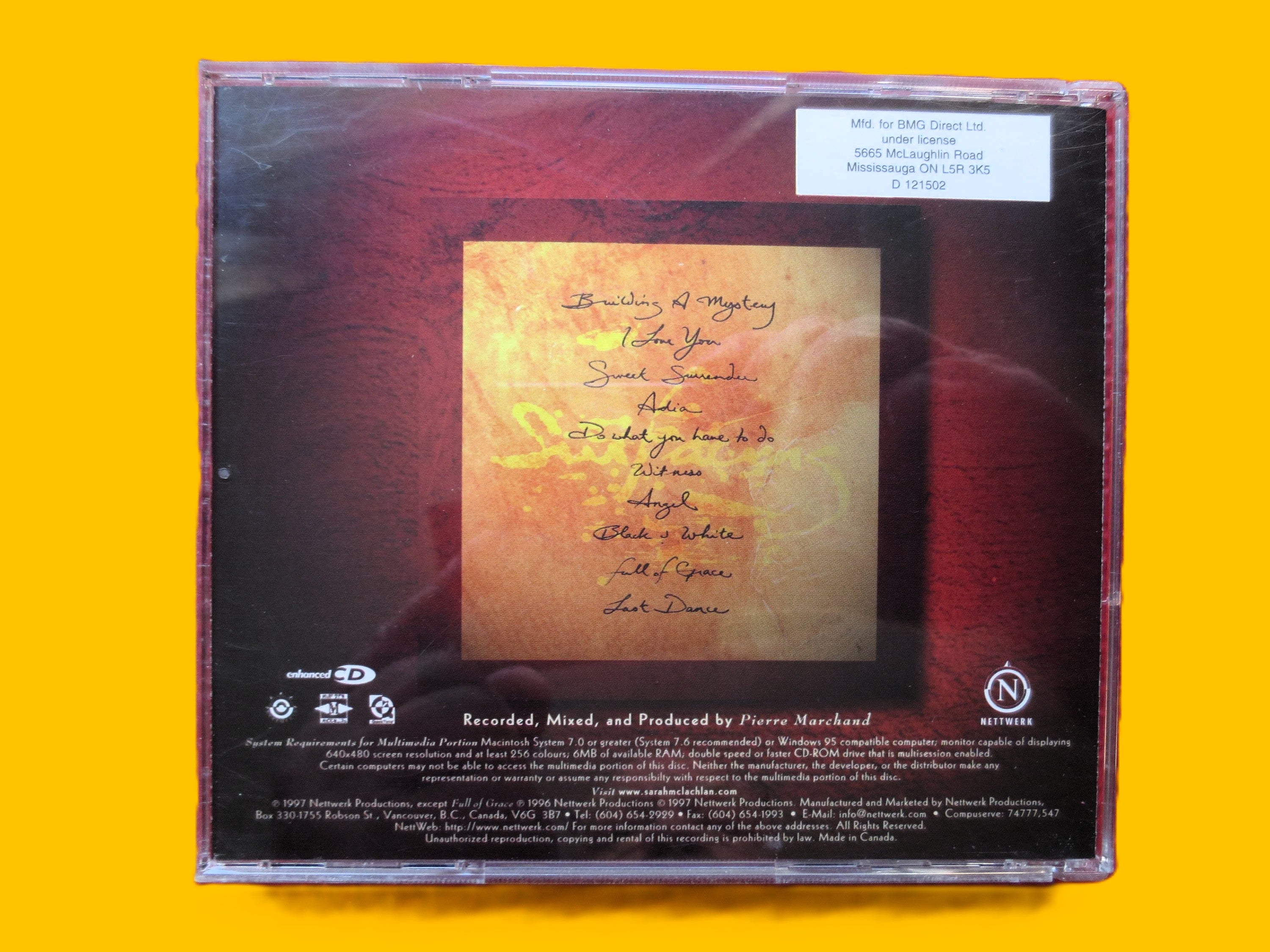 SARAH MCLACHLAN, SURFACING, Cd - 1997 Compact Disc, Pop Album