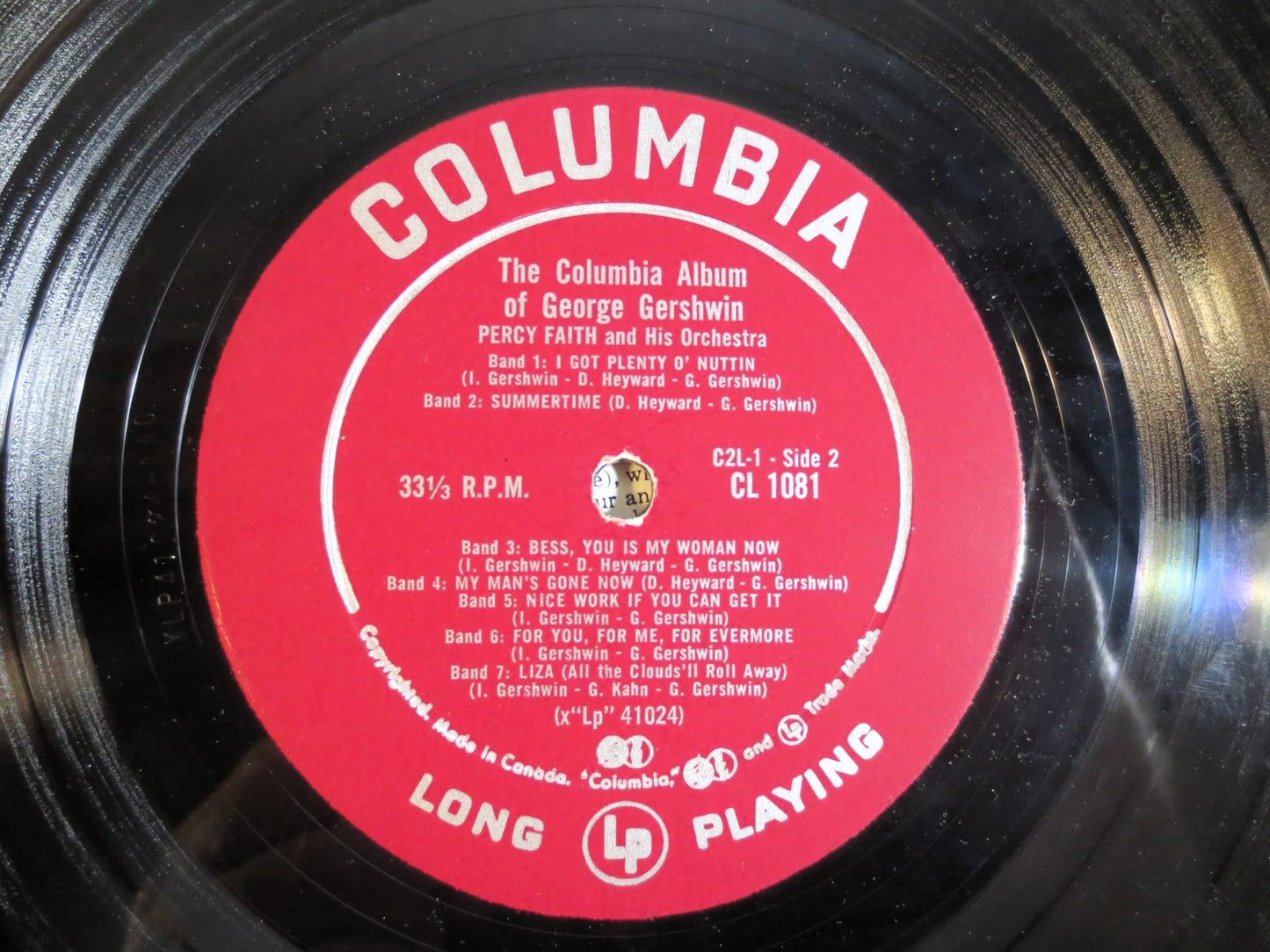 PERCY FAITH, George GERSHWIN Lp, Colmbia Records, Percy Faith Album, Percy Faith Vinyl, Vinyl Lp, Lps, 1958 Records