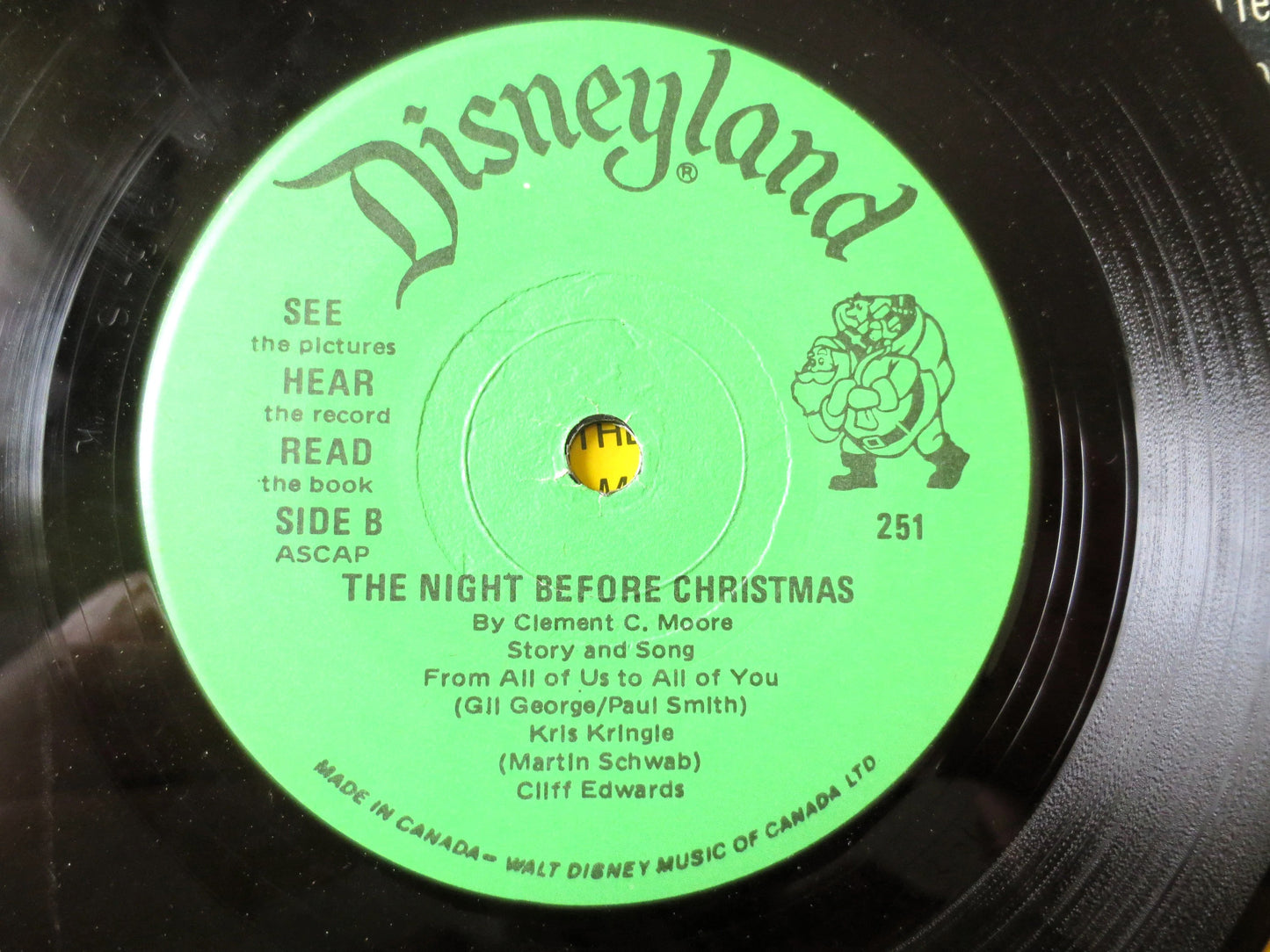 DISNEY Album, The Night Before Christmas, Disneyland Records, Disney Records, Childrens Record, Disney Lp, Lps, 1970 Record