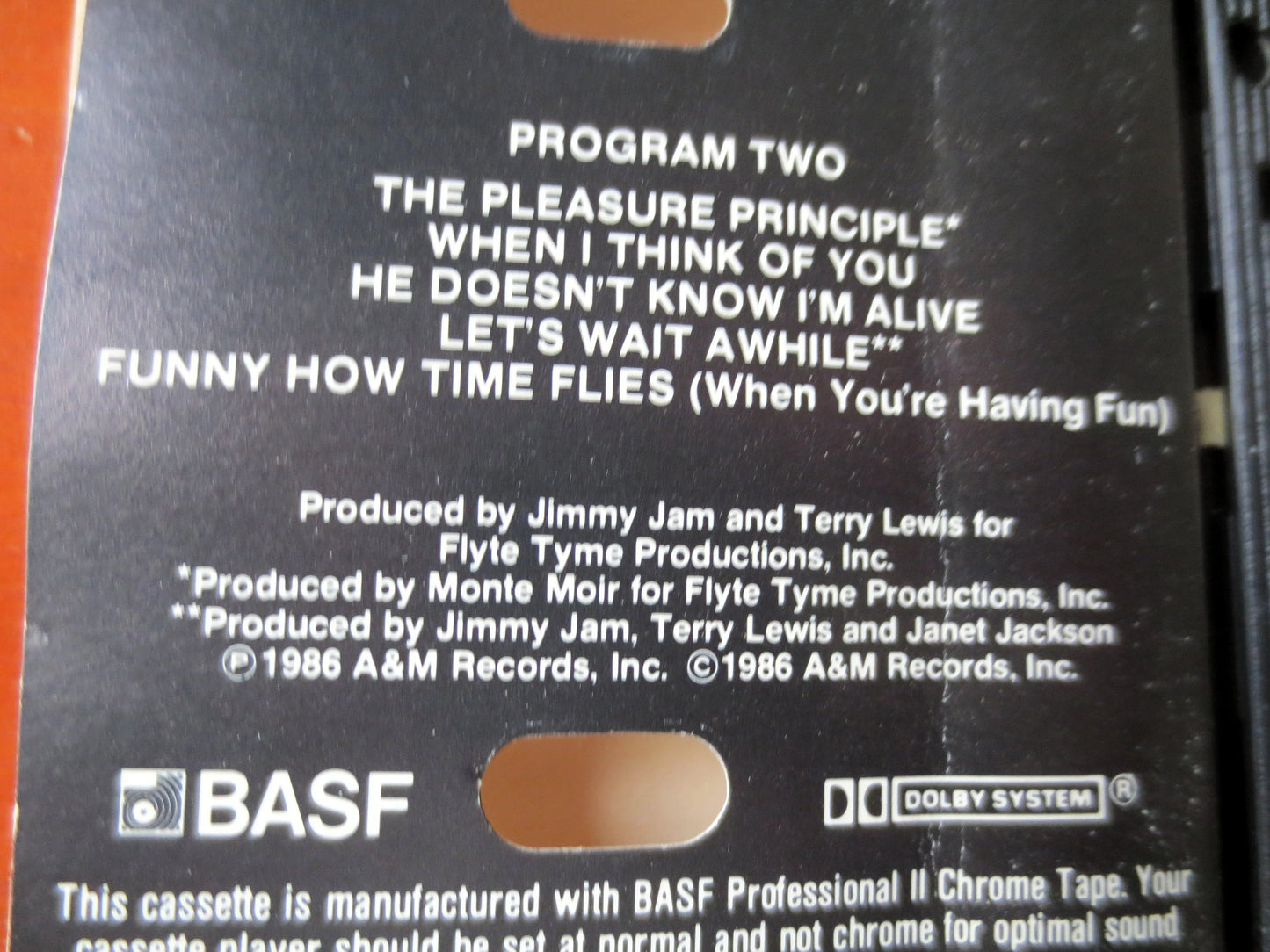 Janet Jackson, Control, Cassette Tape, 1986 Pop Music Album