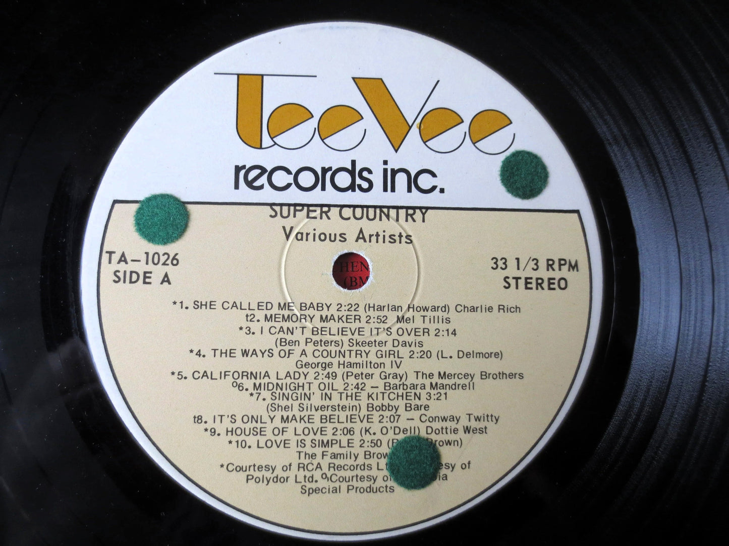 SUPER COUNTRY, Tee Vee Records, 1975 Vinyl Record, Dottie West, Skeeter Davis