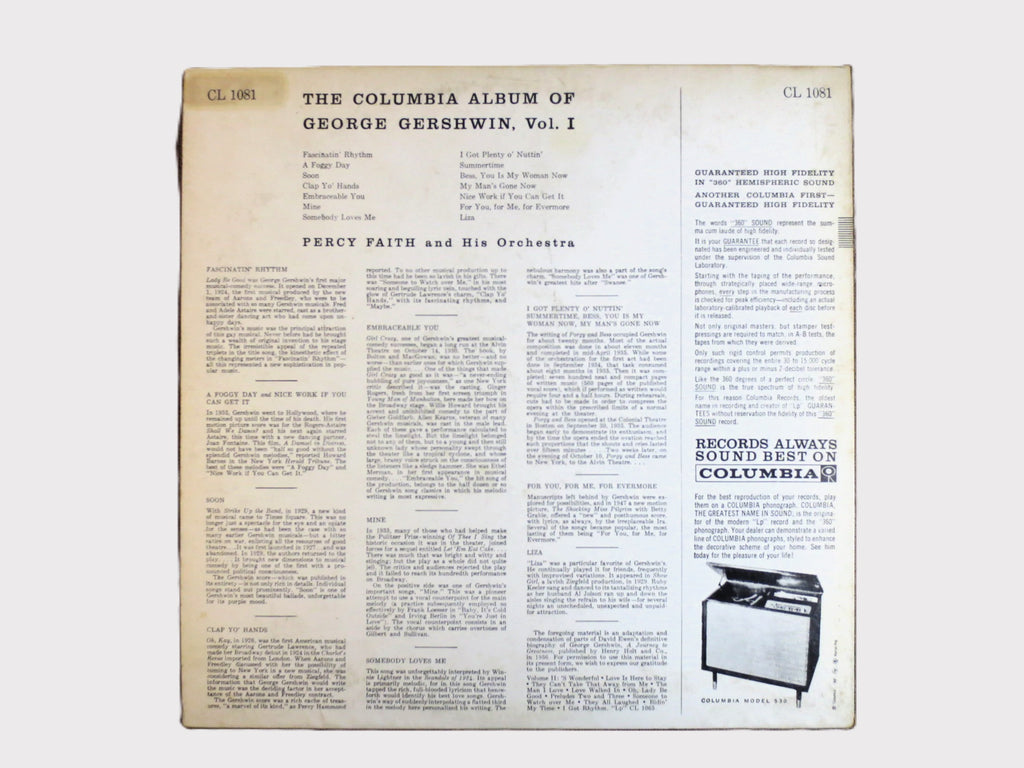 Percy Faith – Plays George Gershwin (1958) Vinyl LP