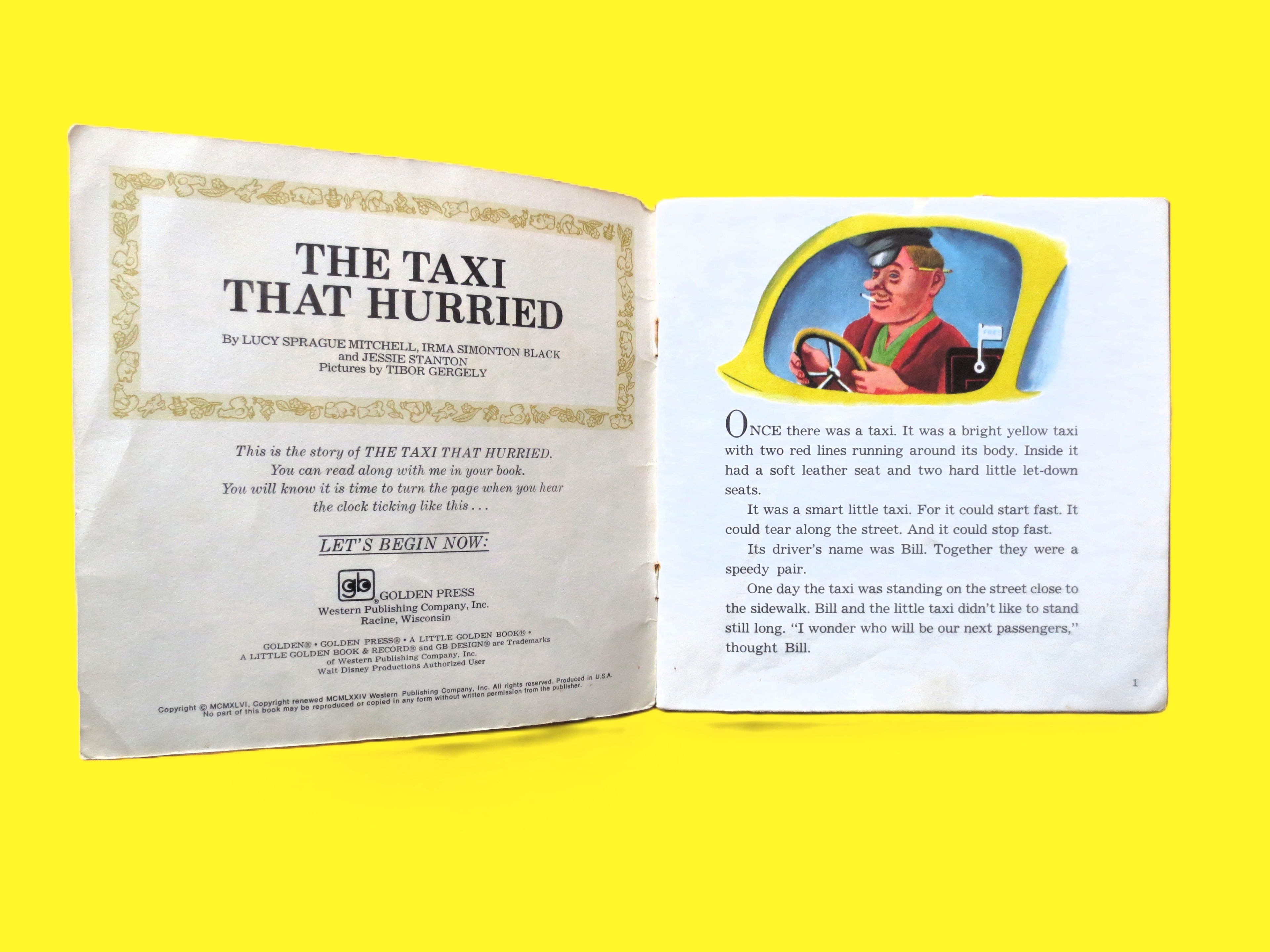 The TAXI that HURRIED, Book and Record, Children's Story, 1976 Record, Vintage Vinyl