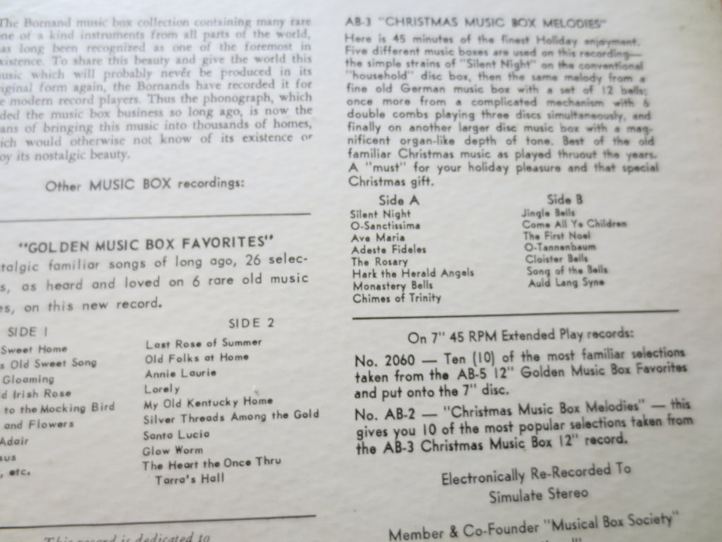 A.V. Bornand – Old Music Box Melodies (1955) Vinyl LP