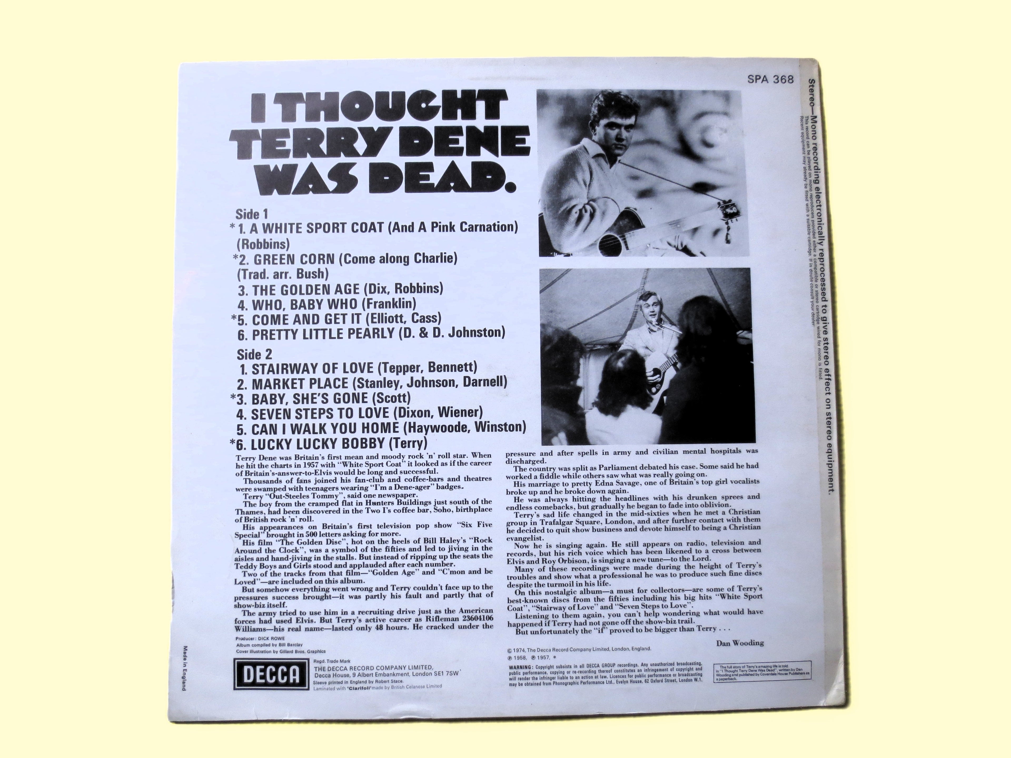 Terry Dene – Terry Dene (1974) Vinyl LP
