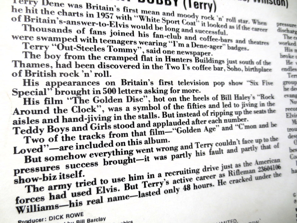 Terry Dene – Terry Dene (1974) Vinyl LP