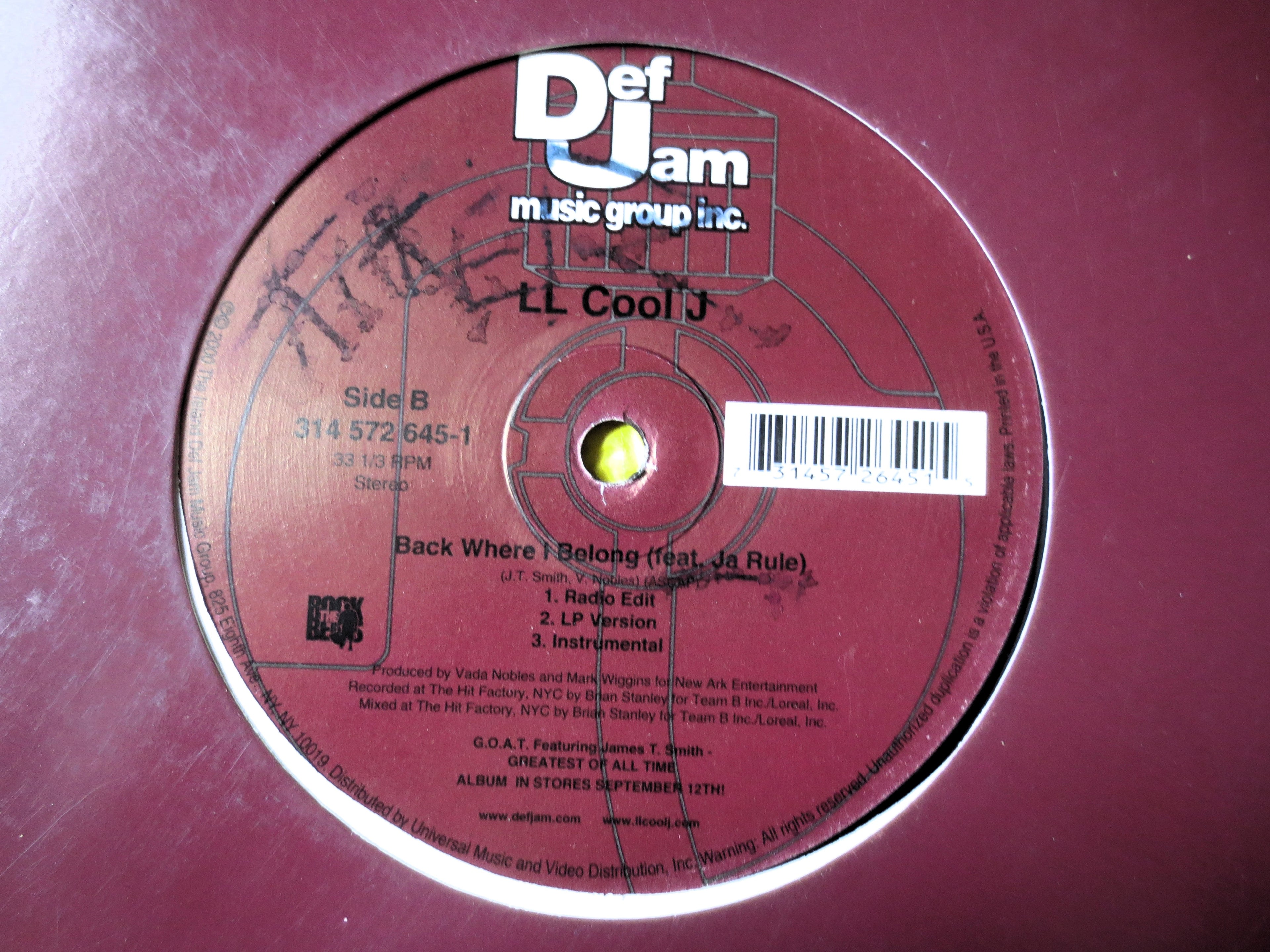 LL COOL J, Take It Off EP, Rap Album, 2000  Record, Vinyl Ep