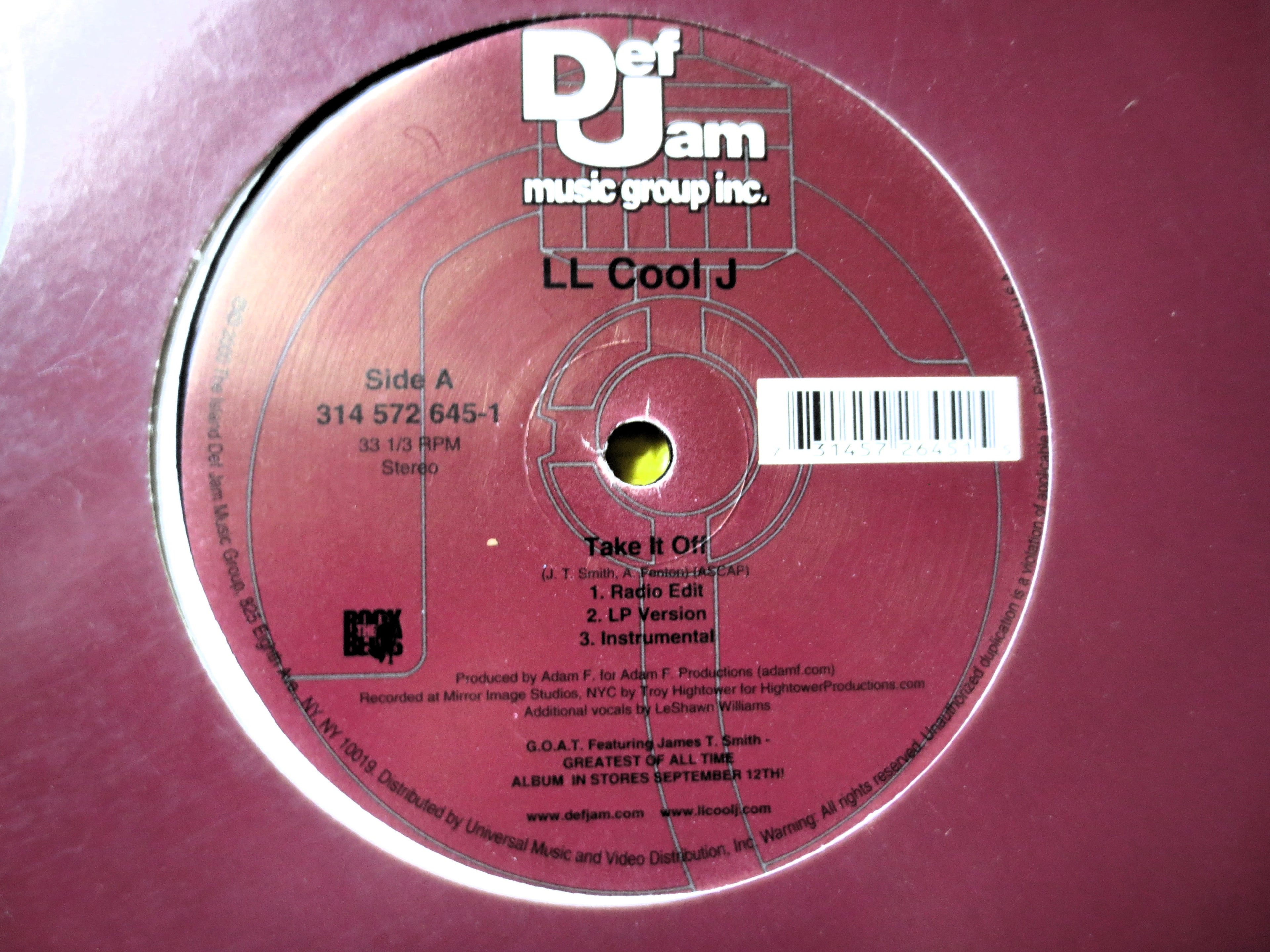 LL COOL J, Take It Off EP, Rap Album, 2000  Record, Vinyl Ep