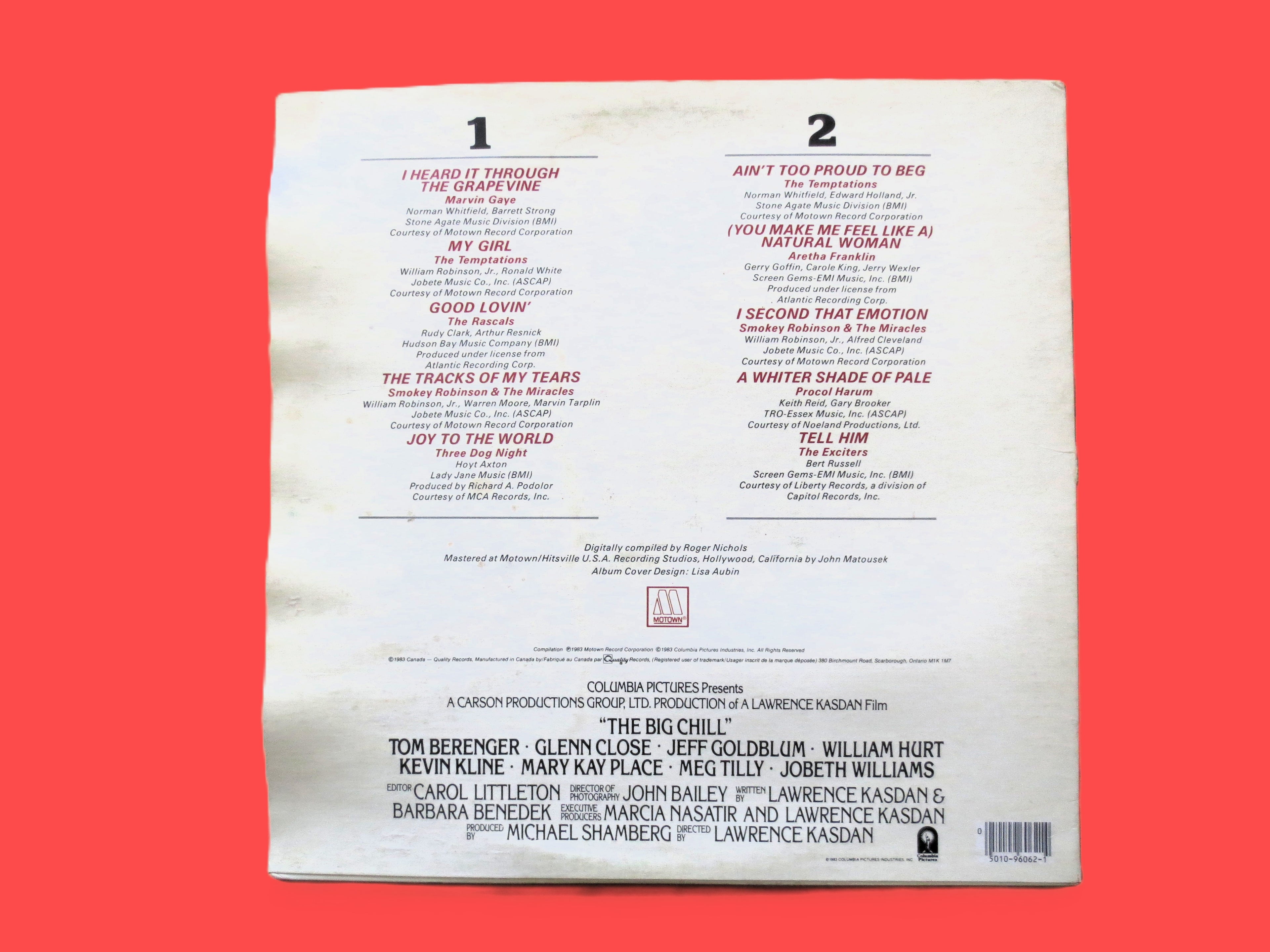 The BIG CHILL, Movie Soundtrack, Vintage Album, 1983 Records, Vinyl Lp