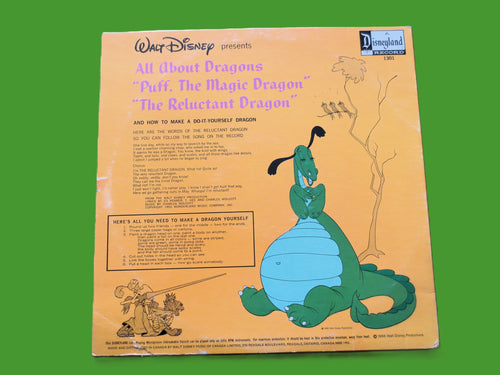 All About DRAGONS, Disneyland Records, Vintage Album, 1966 Record, Vinyl Lp