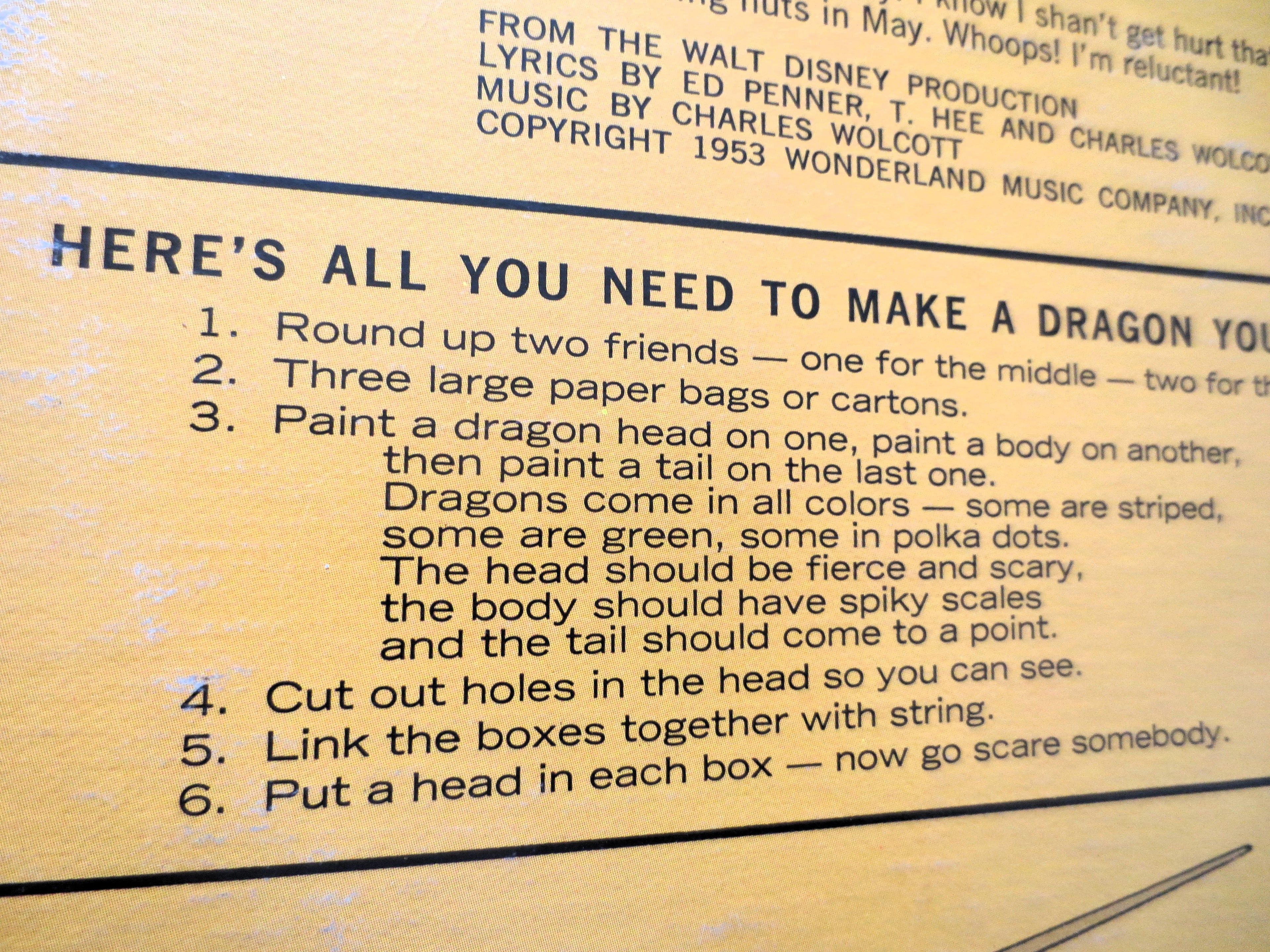 All About DRAGONS, Disneyland Records, Vintage Album, 1966 Record, Vinyl Lp