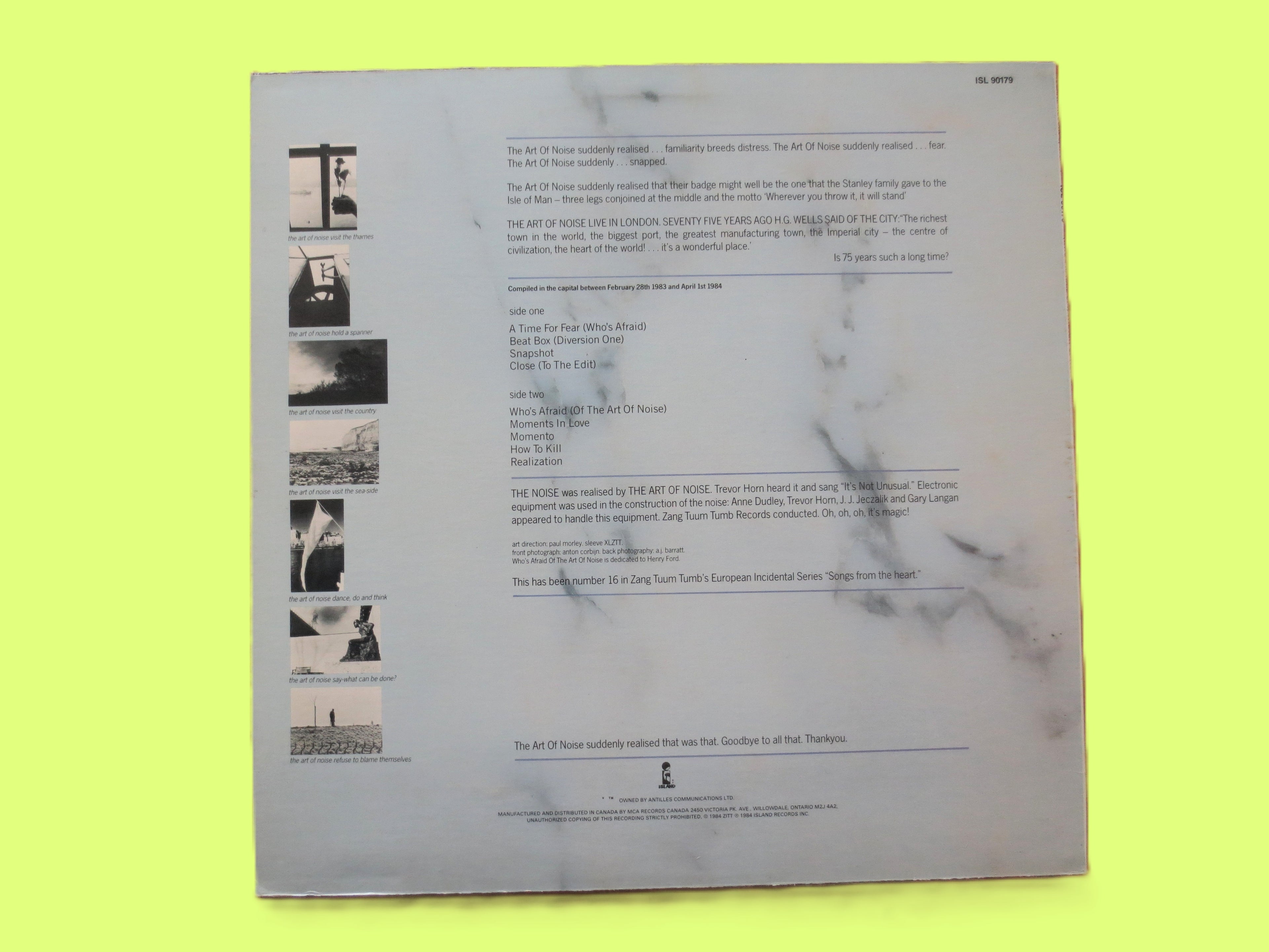 The ART of NOISE, Who's Afraid of, Vintage Album, 1984 Record, Vinyl Lp
