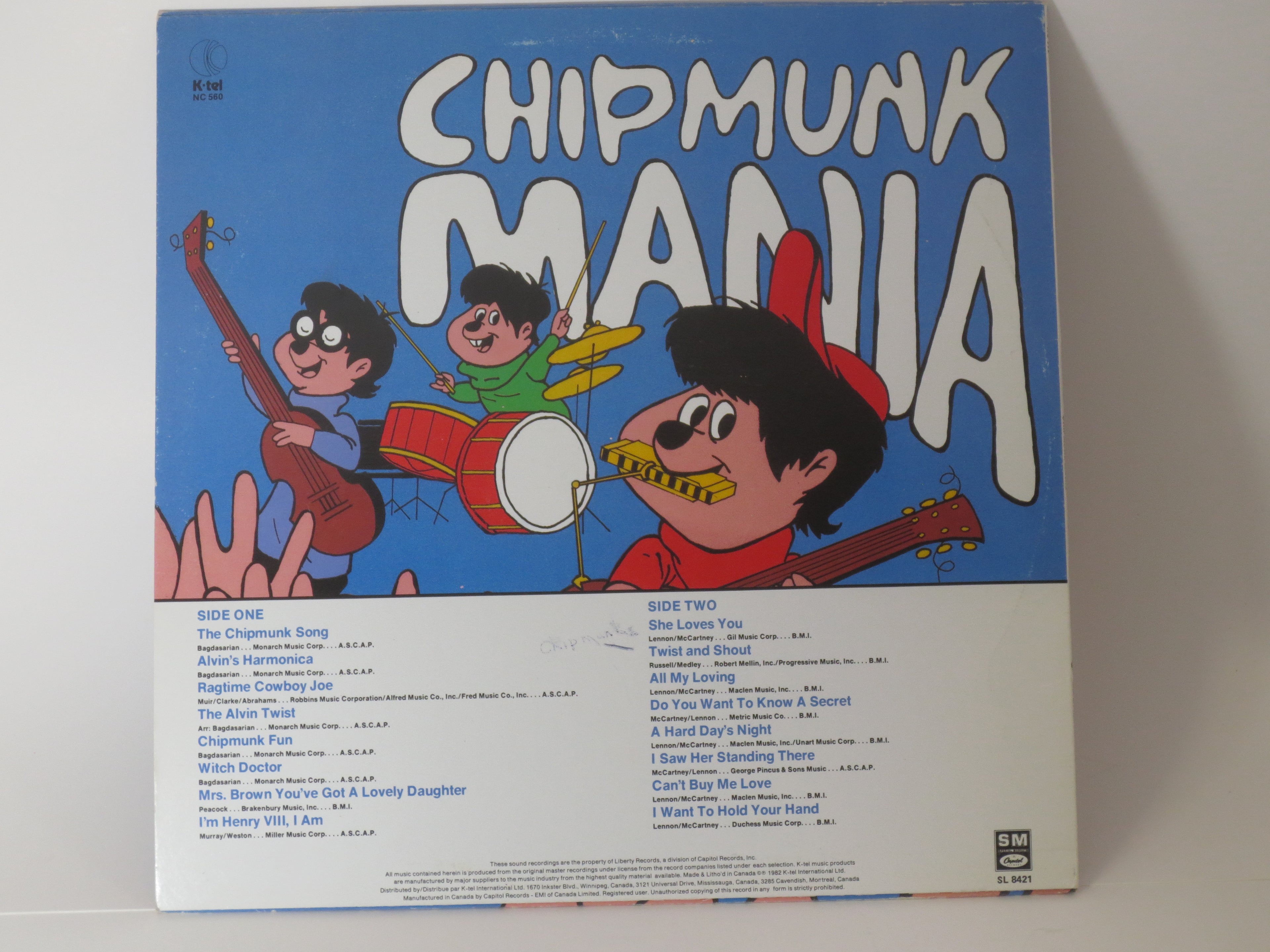 The CHIPMUNKS, Chipmunk Mania, Vintage Album, 1982 Record, Vinyl Lp