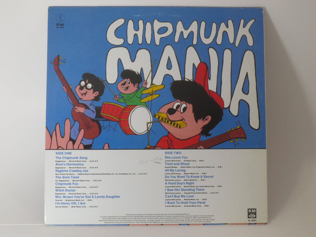 The CHIPMUNKS, Chipmunk Mania, Vintage Album, 1982 Record, Vinyl Lp