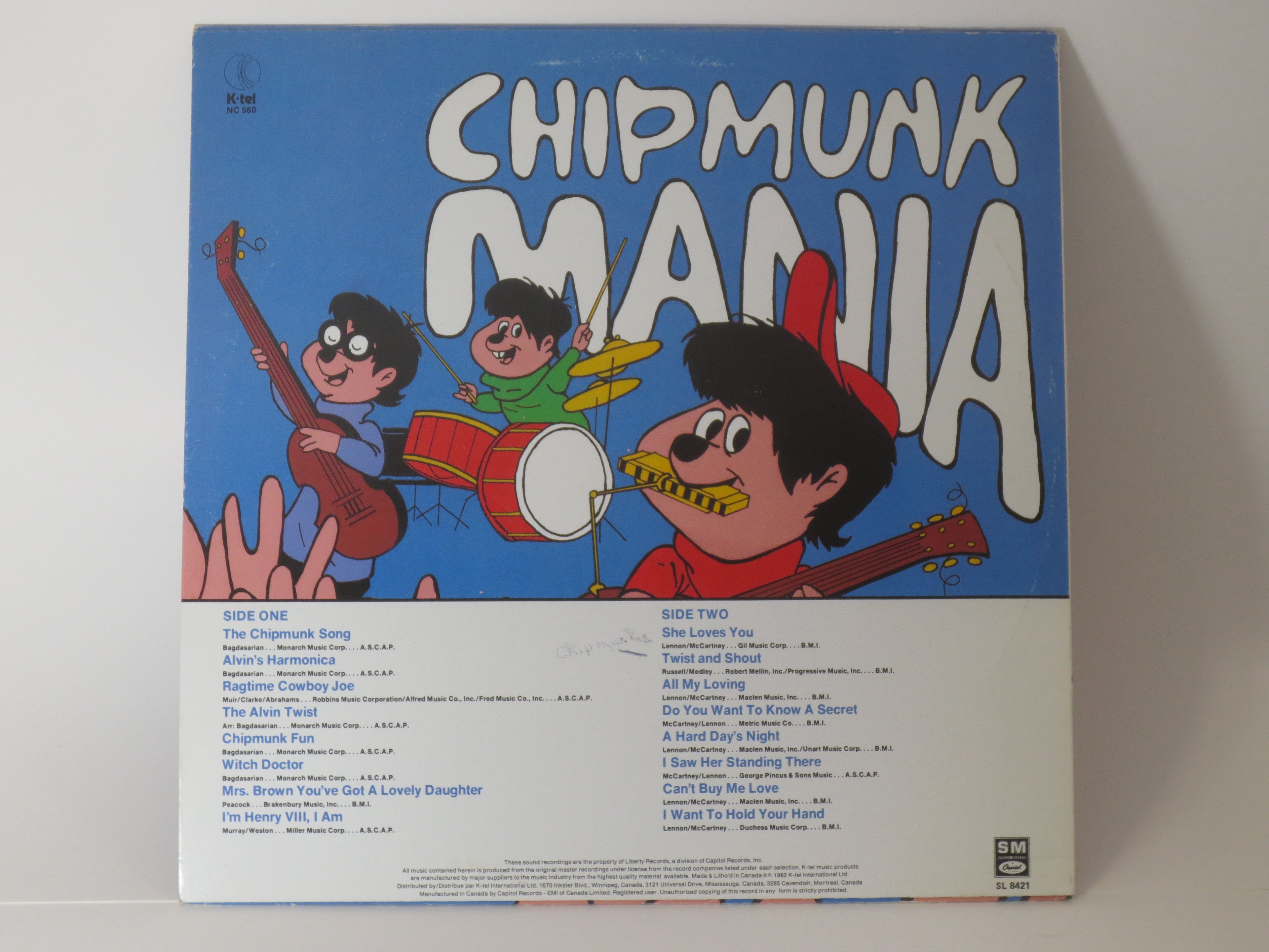 The CHIPMUNKS, Chipmunk Mania, Vintage Album, 1982 Record, Vinyl Lp