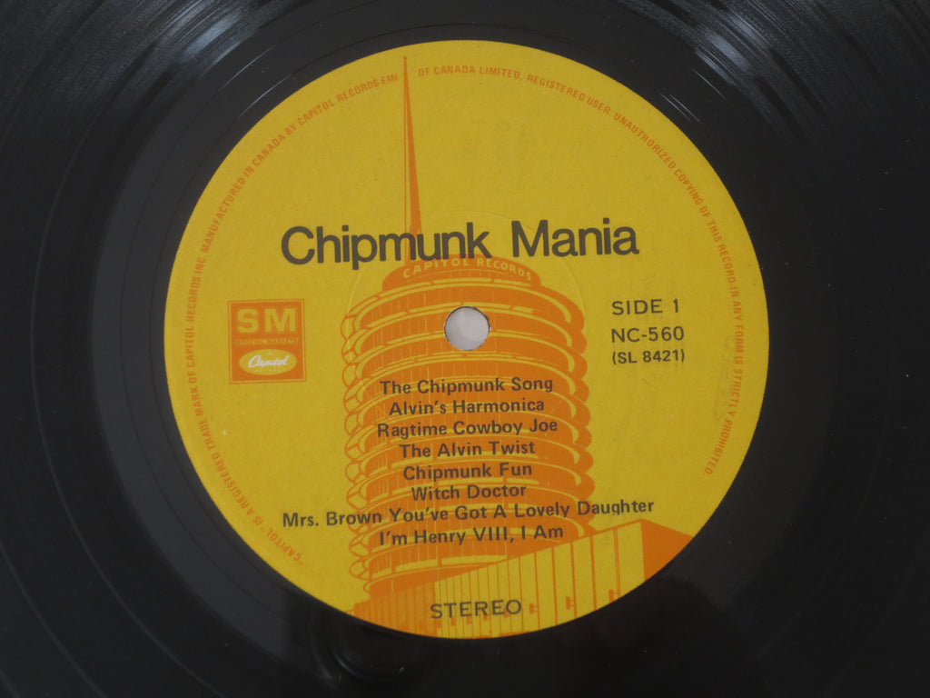 The CHIPMUNKS, Chipmunk Mania, Vintage Album, 1982 Record, Vinyl Lp
