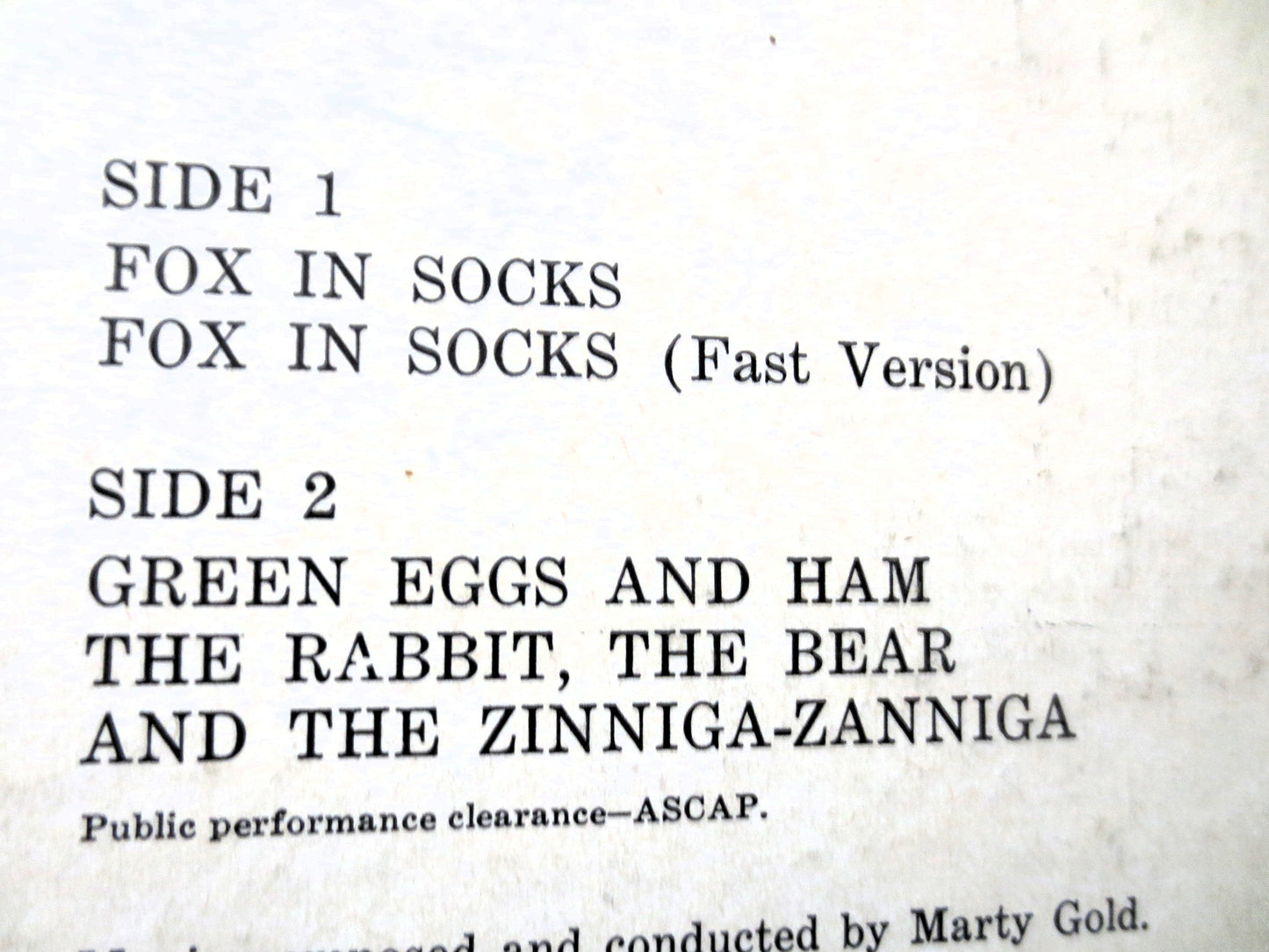 Dr. SEUSS, GREEN EGGS and Ham, Fox in Socks, 1965 Record, Vinyl Lp