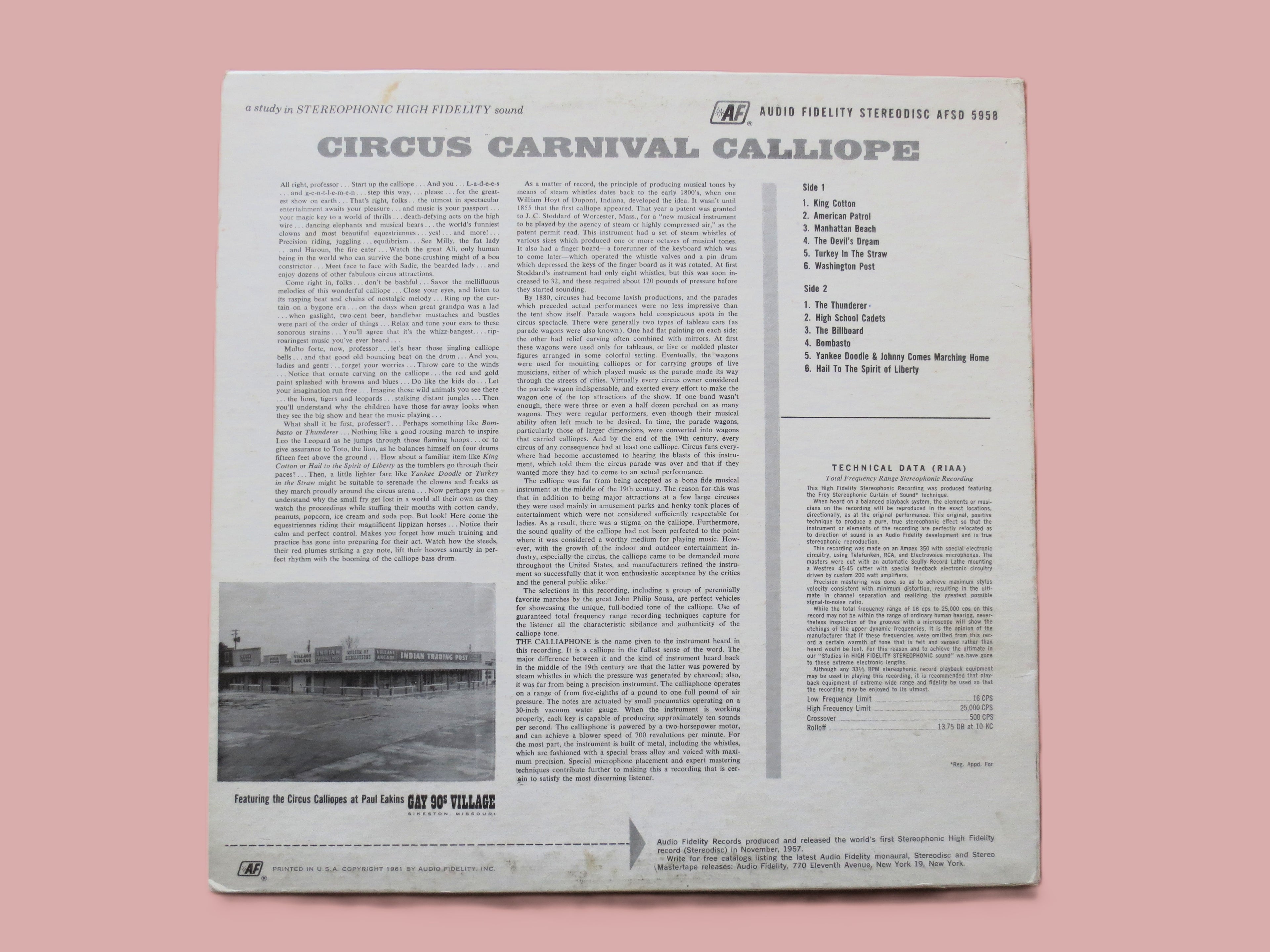 Circus Carnival Calliope (1957) Vinyl LP