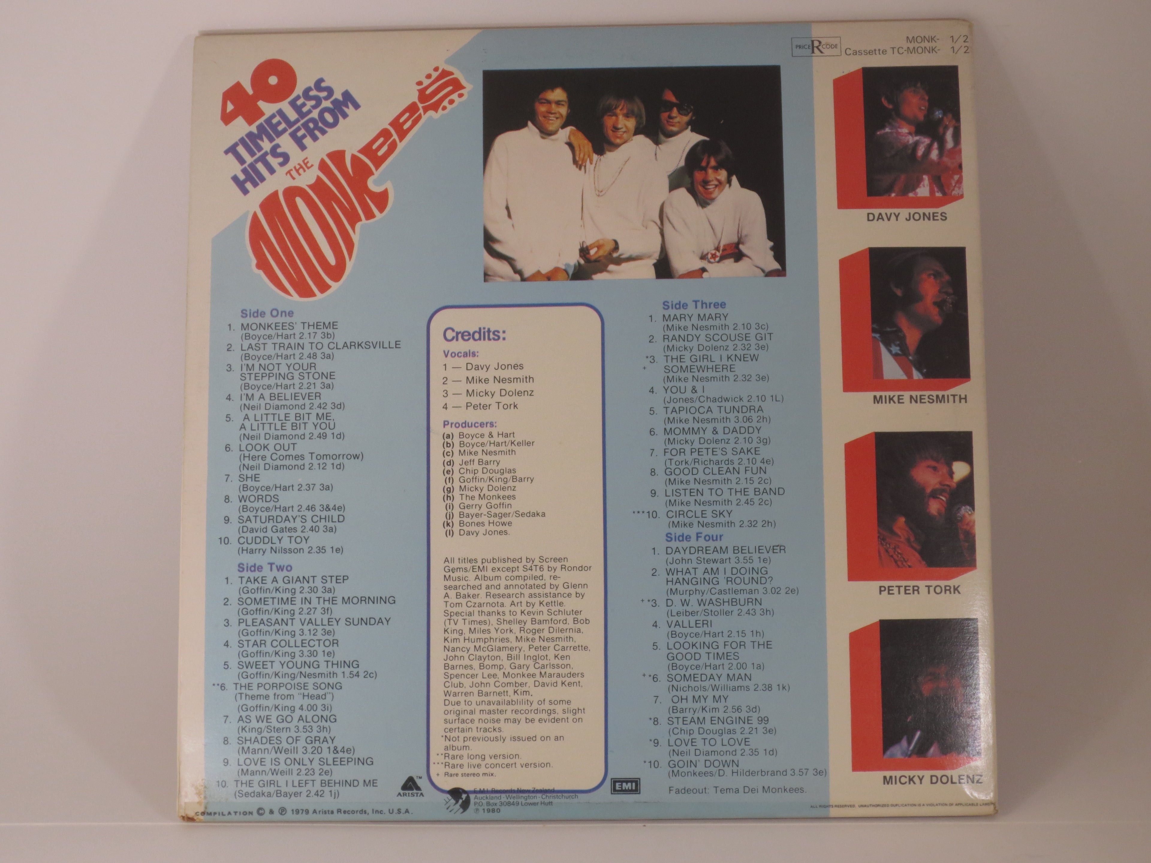 The MONKEES, Monkeemania, 40 Hits, Vintage Double Album, 1979 Record, Vinyl Lp