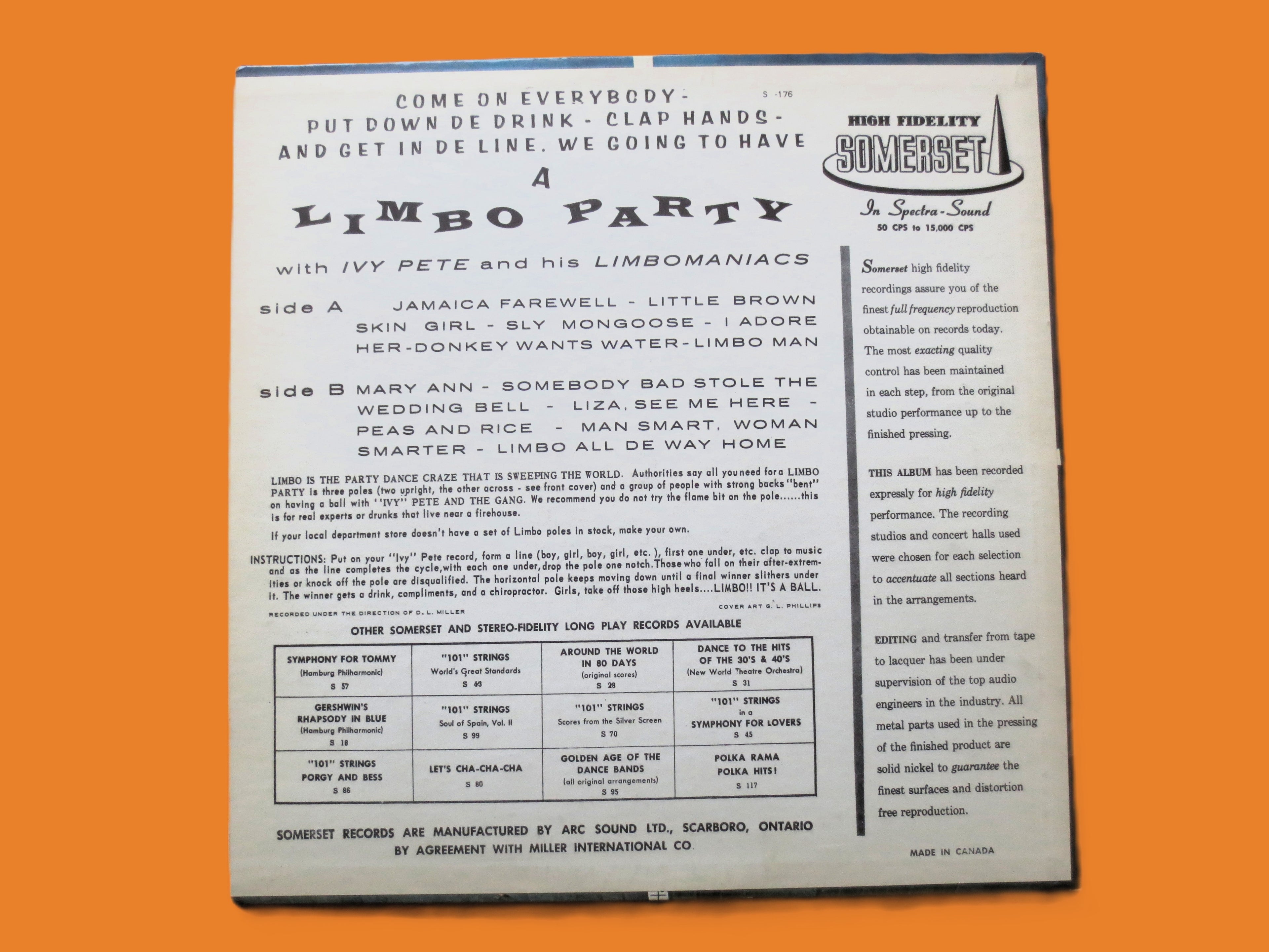 LIMBO PARTY, Ivy Pete and His Limbomaniacs, Vintage Album, 1967 Record, Vinyl Lp