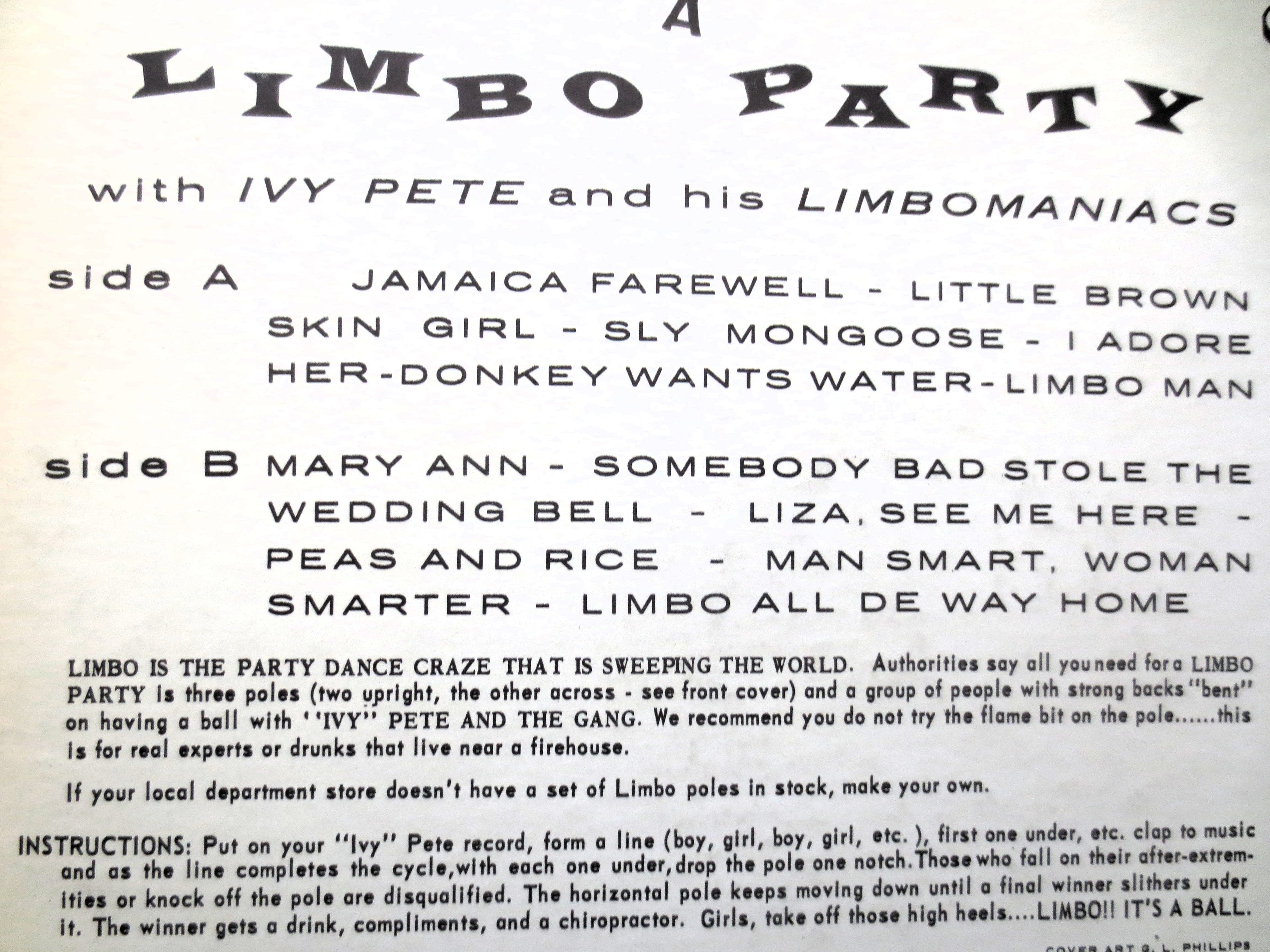 LIMBO PARTY, Ivy Pete and His Limbomaniacs, Vintage Album, 1967 Record, Vinyl Lp