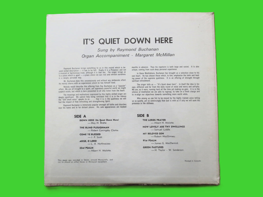 Raymond Buchanan – It's Quiet Down Here (c.1965) Vinyl LP — Factory Sealed