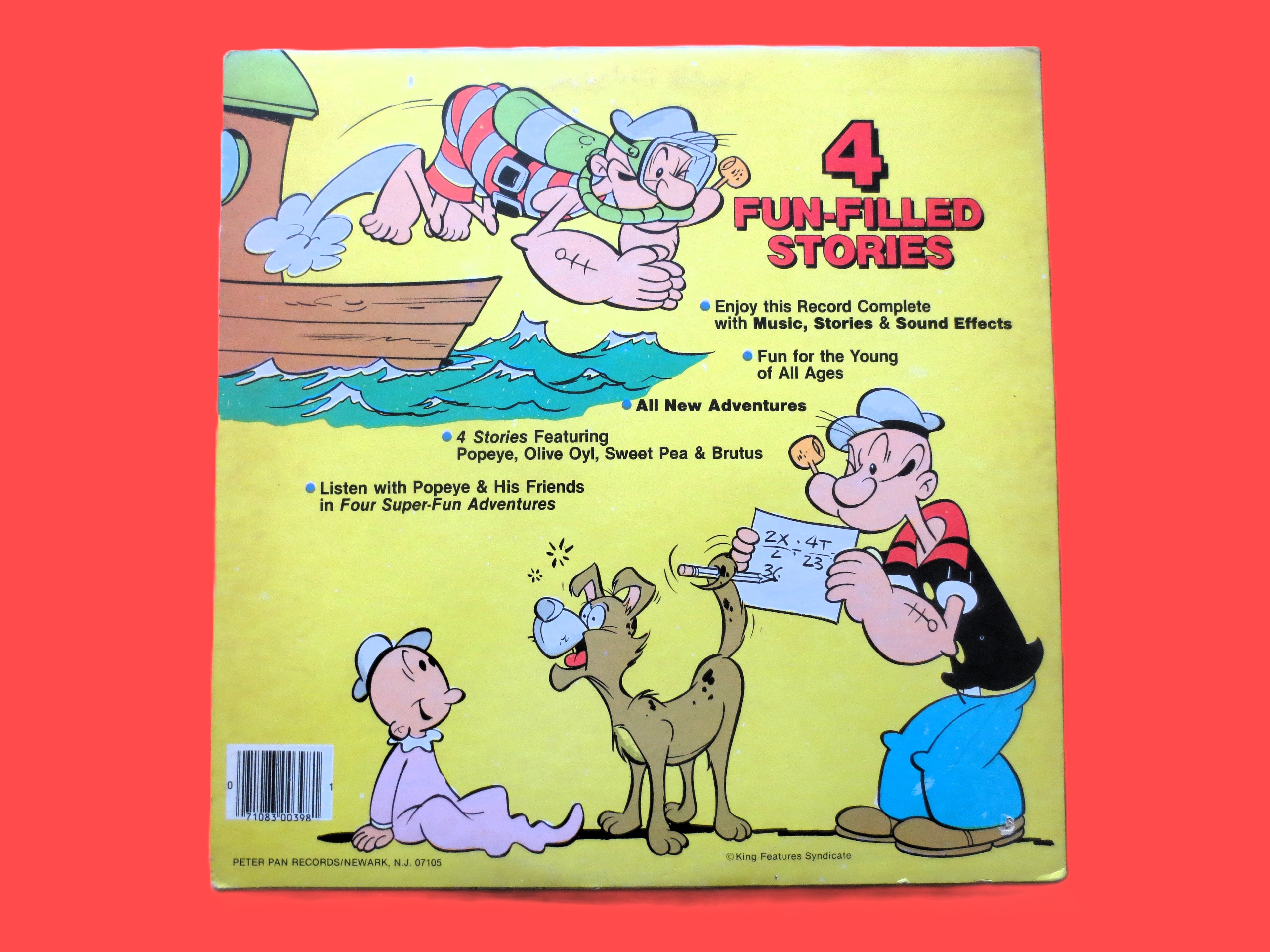 POPEYE, The Sailor Man, Children's Records, Vintage Album, 1967 Record, Vinyl Lp