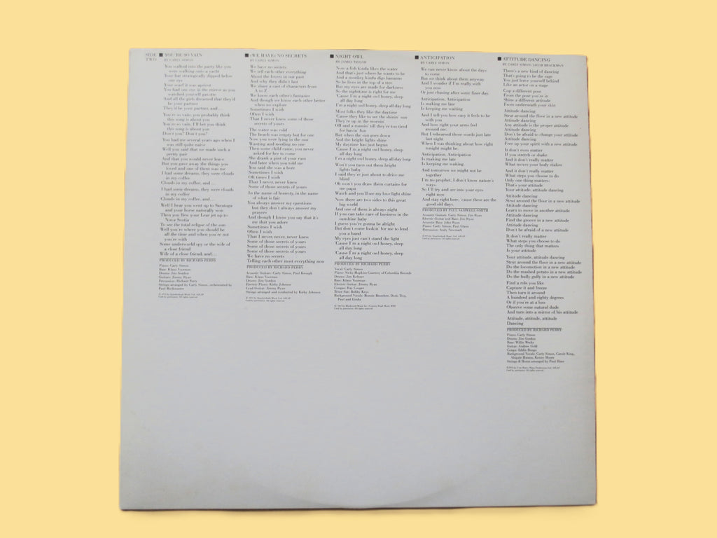 CARLY SIMON, The Best of, 1975 Record, Vinyl Lp