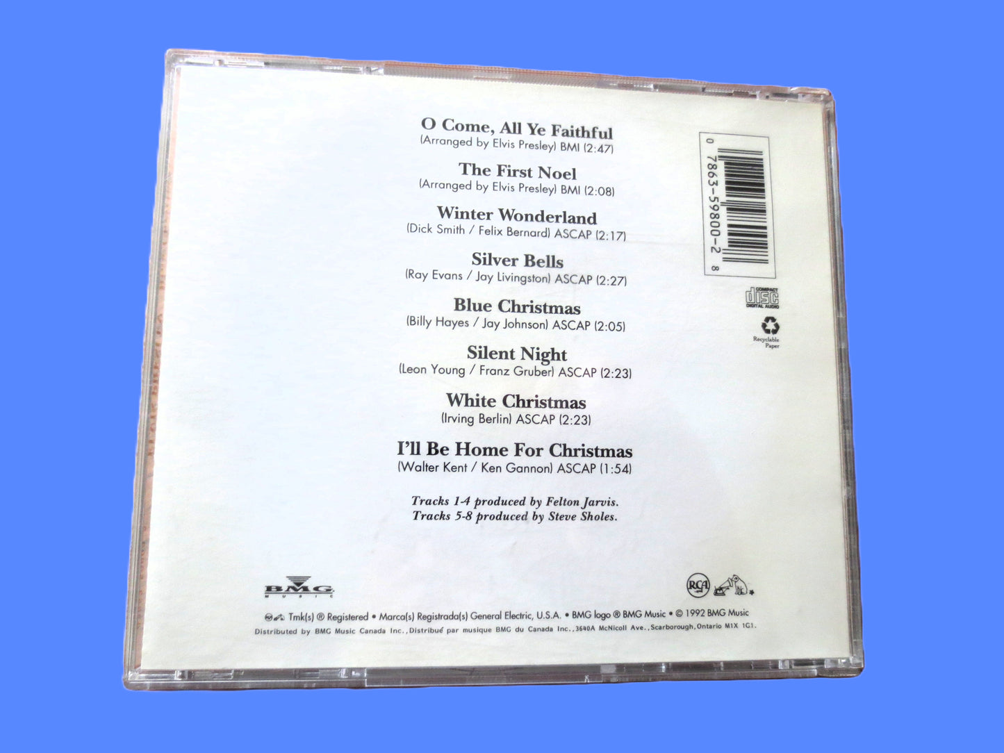 ELVIS PRESLEY, Blue Christmas, 1992 Compact Disc, Vintage Cd
