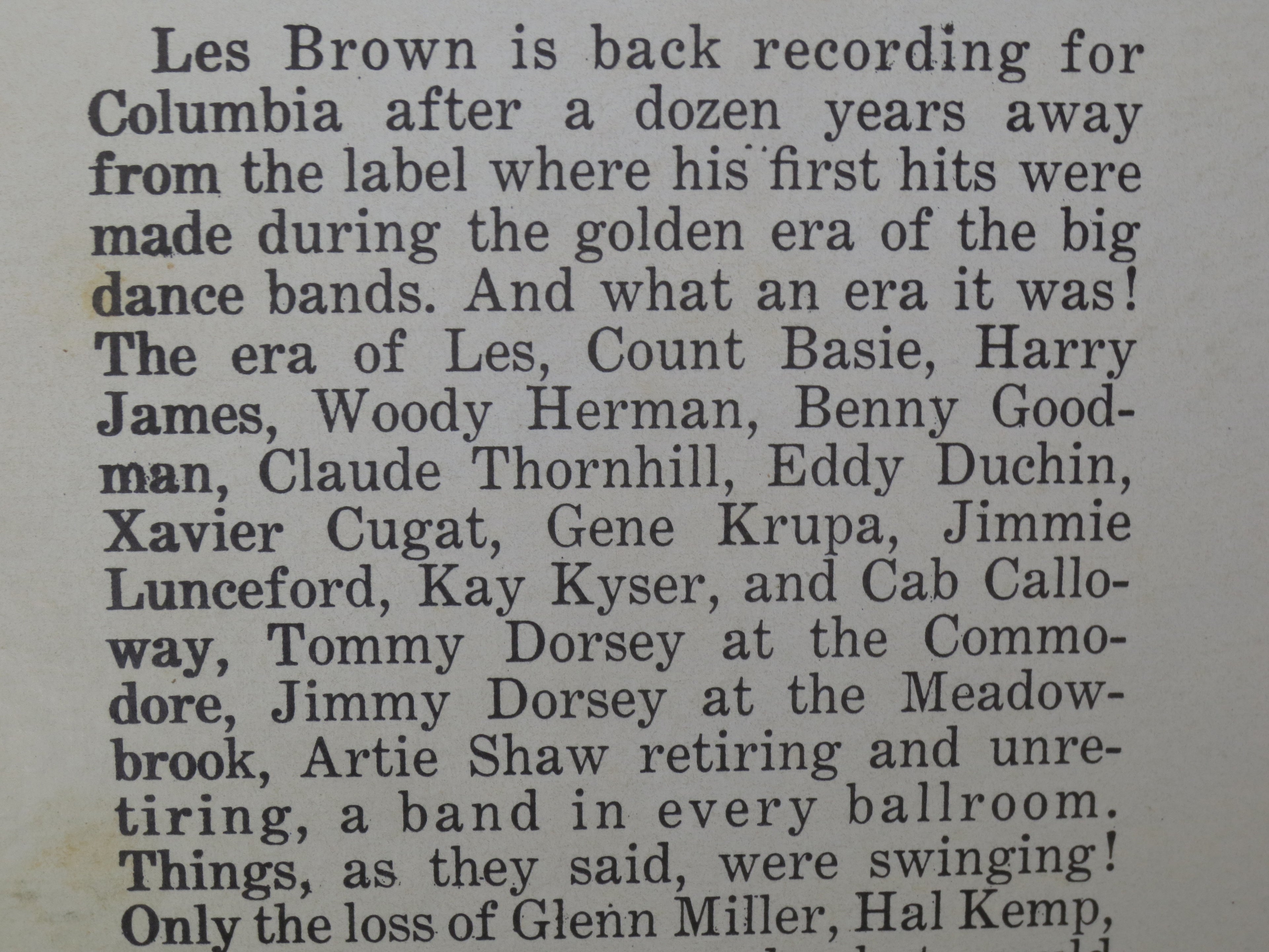 LES BROWN, BANDLAND, Big Band, Vintage Jazz Album, 1960 Record, Vinyl Lp