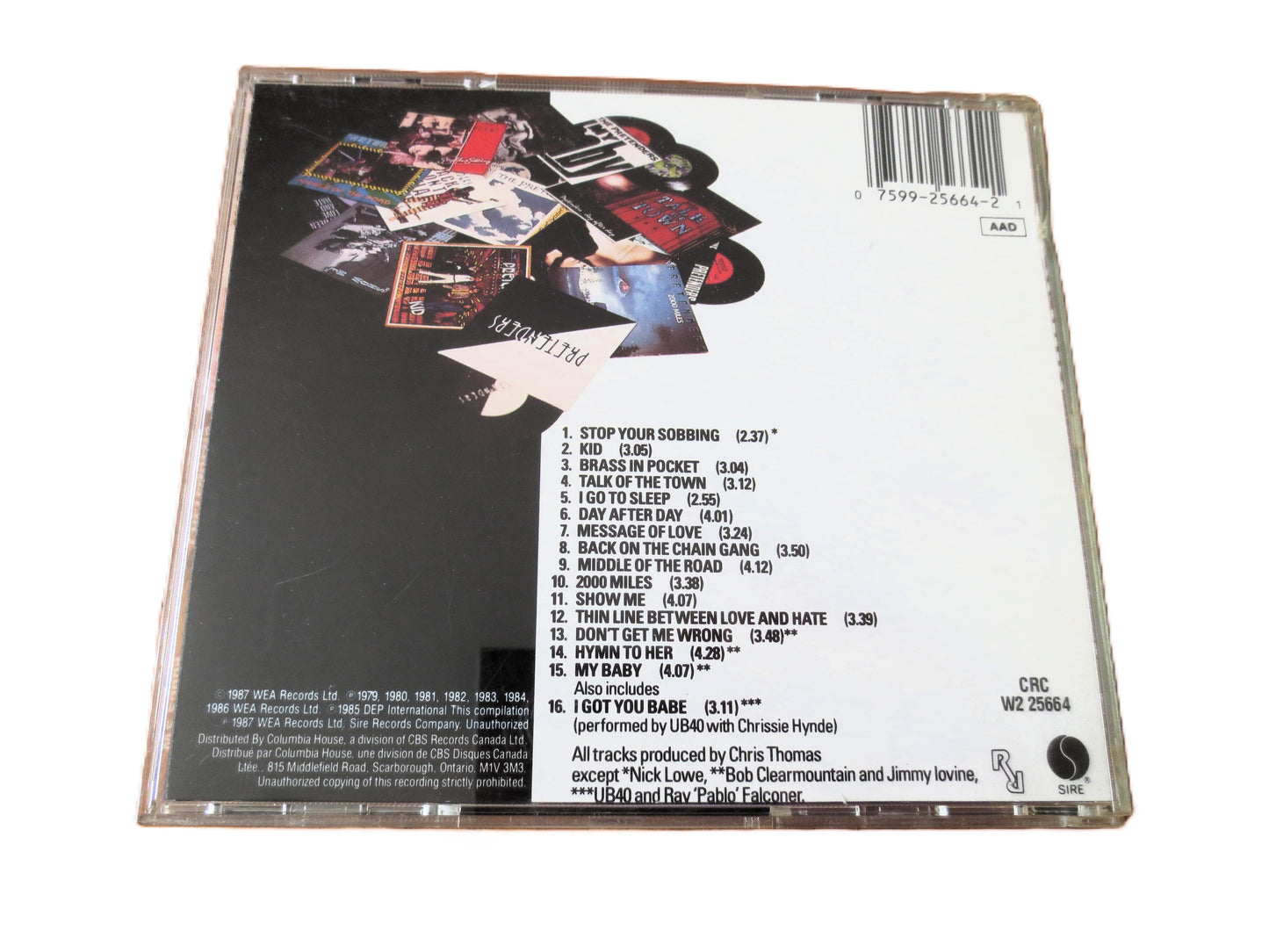 The PRETENDERS, The Singles, 1987 Compact Disc, Vintage Cd