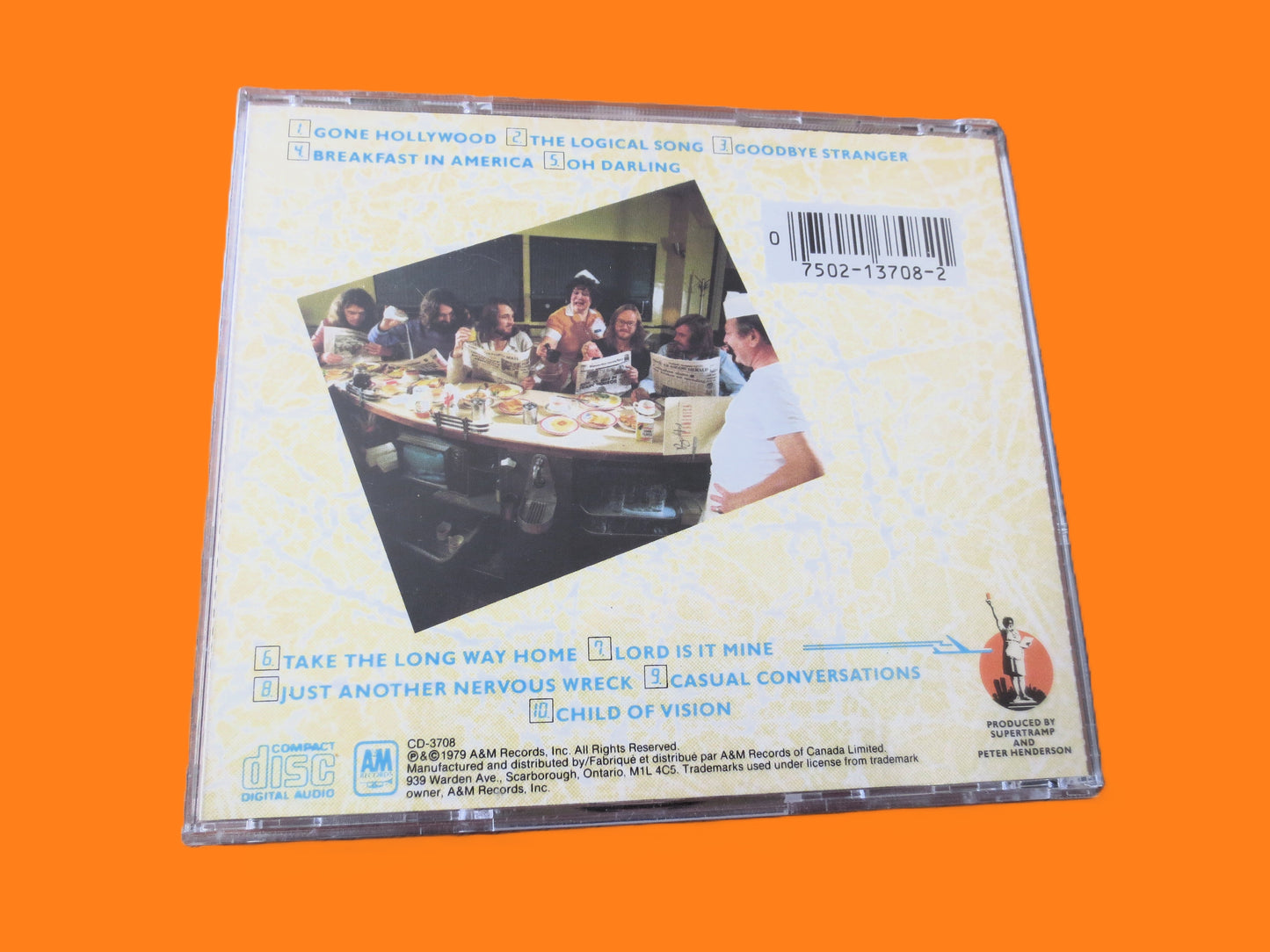 SUPERTRAMP, Breakfast in America, 1985 Compact Disc, Vintage Cd